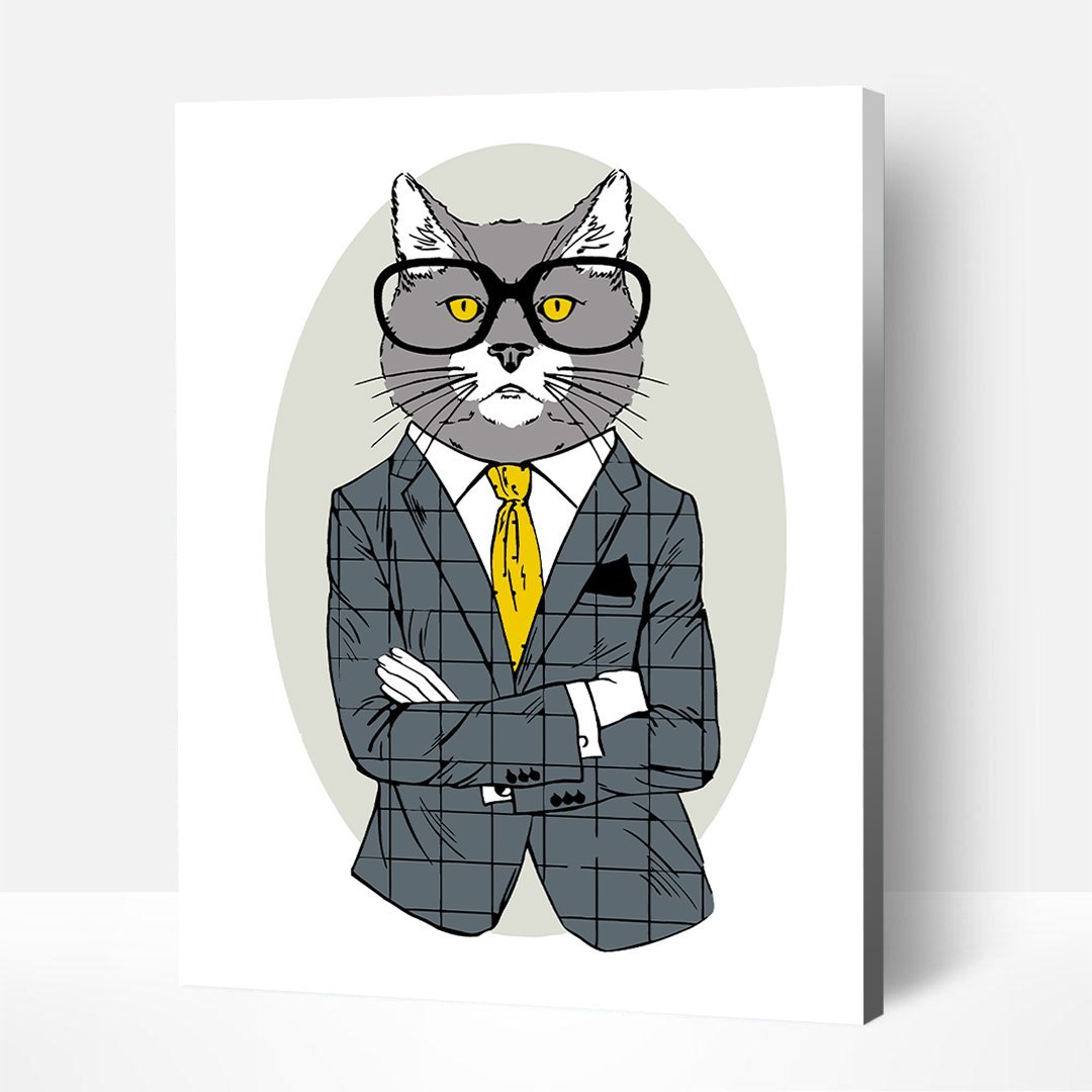 Fashion Cat – Paint By Numbers Kit | Artwille | 14x18 Inch Canvas