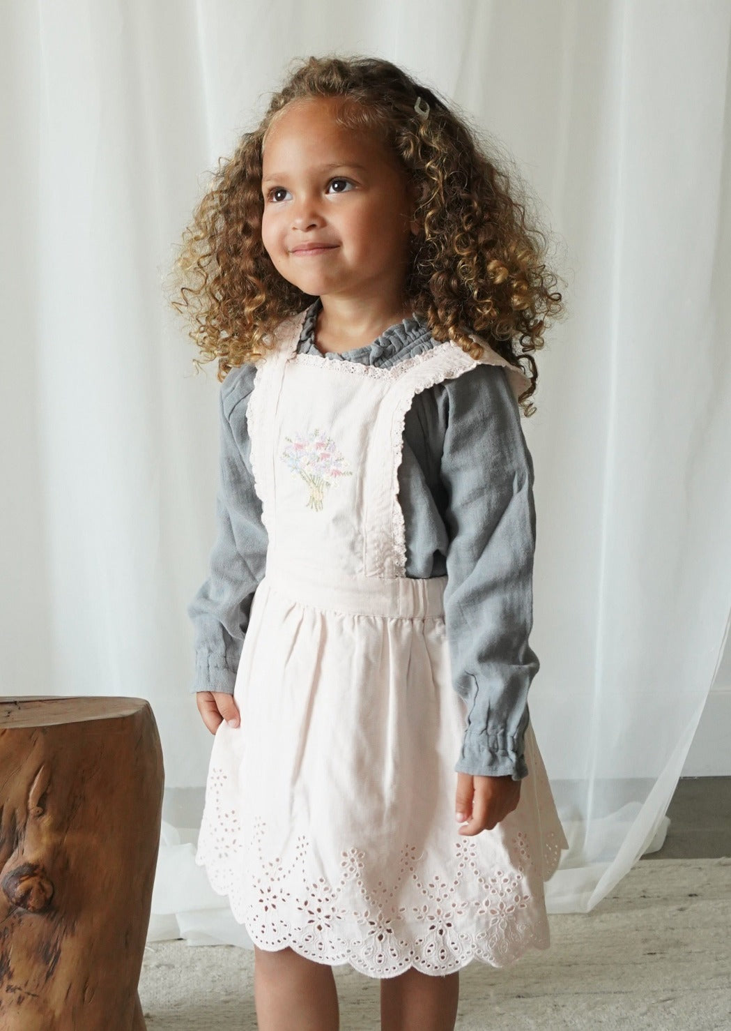 Elea | Corduroy Cotton Anglaise Dress | Primrose