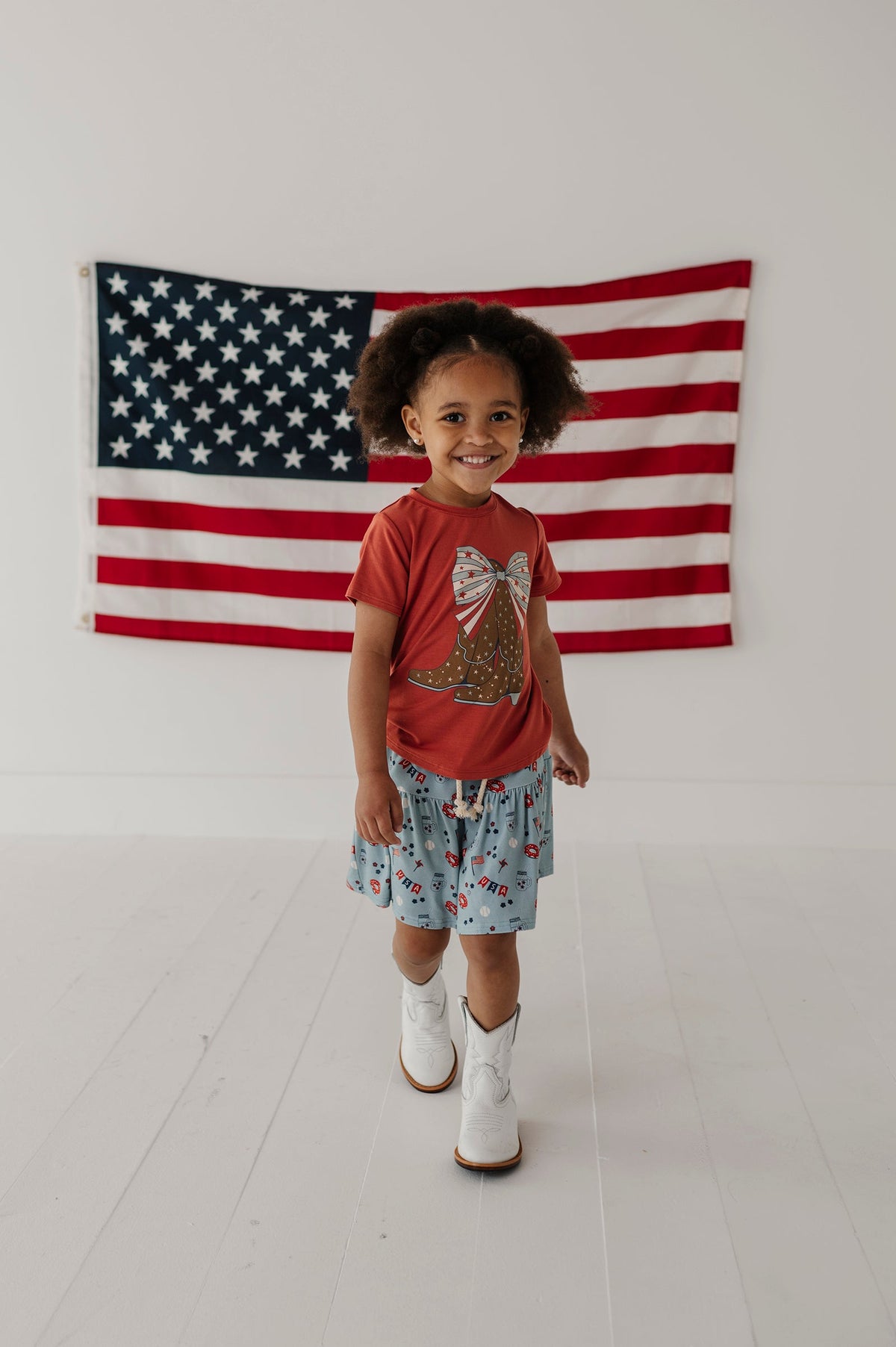 Girl's Short Sleeve Tee In Cowgirl Boots