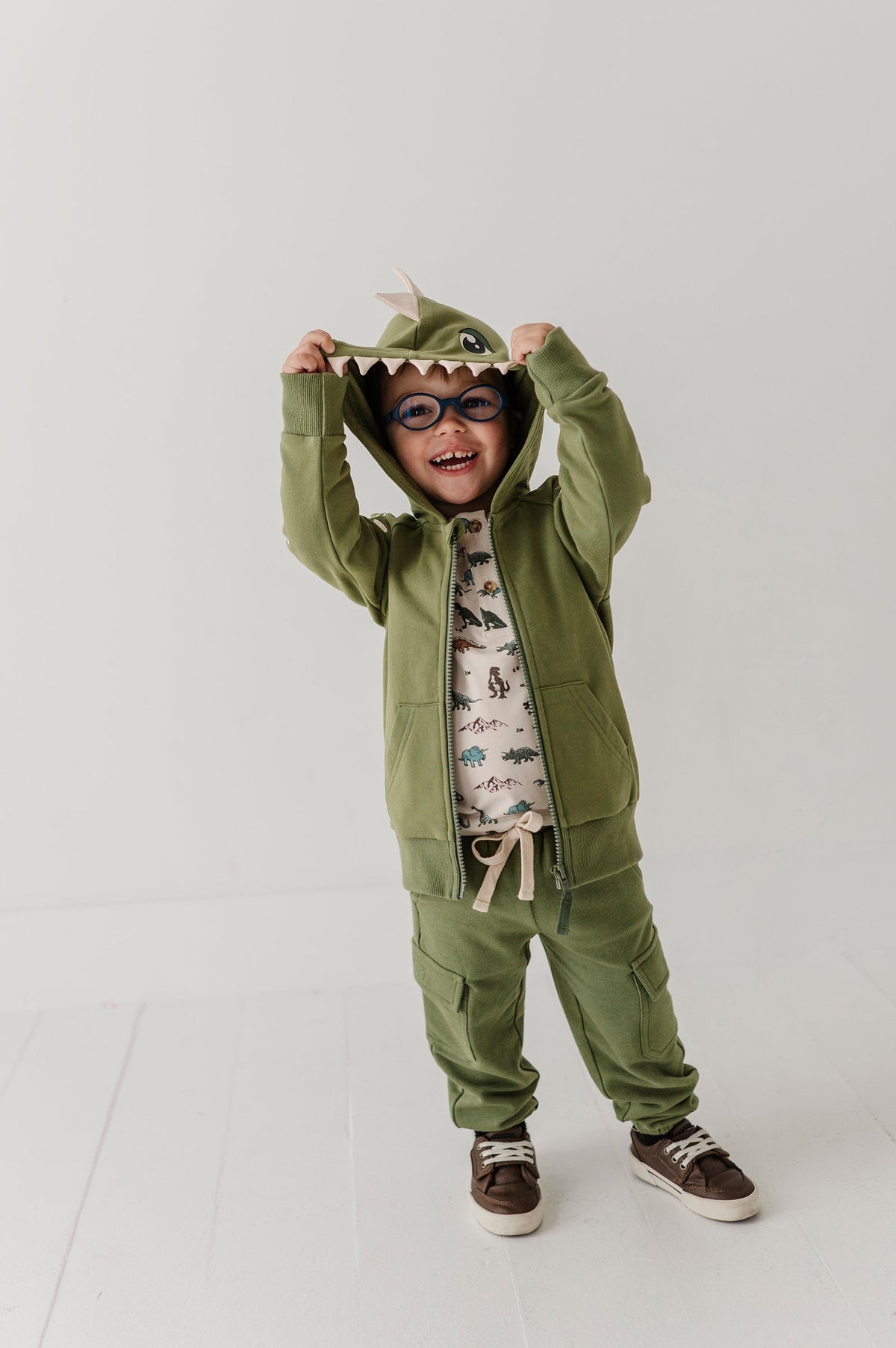 Boys Hooded Jacket In Dinosaur