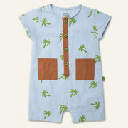 Linen Palm Tree Pocket Baby Romper