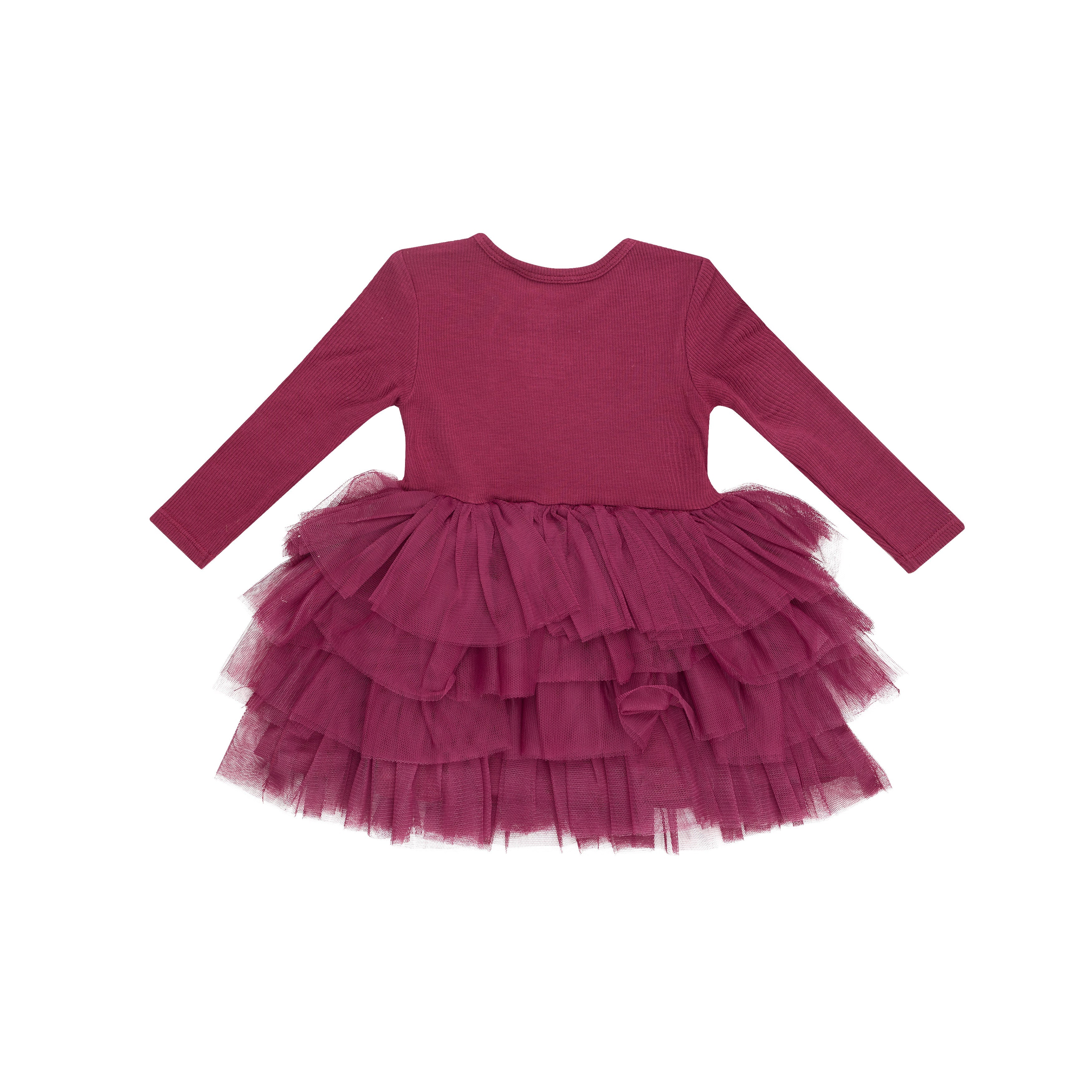 L/s Layered Tulle Dress - Basic - Solid Rose Bud