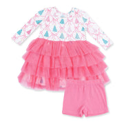 Bow Trellis Tree - Twirly Long Sleeve Tutu Dress And Cartwheel Short