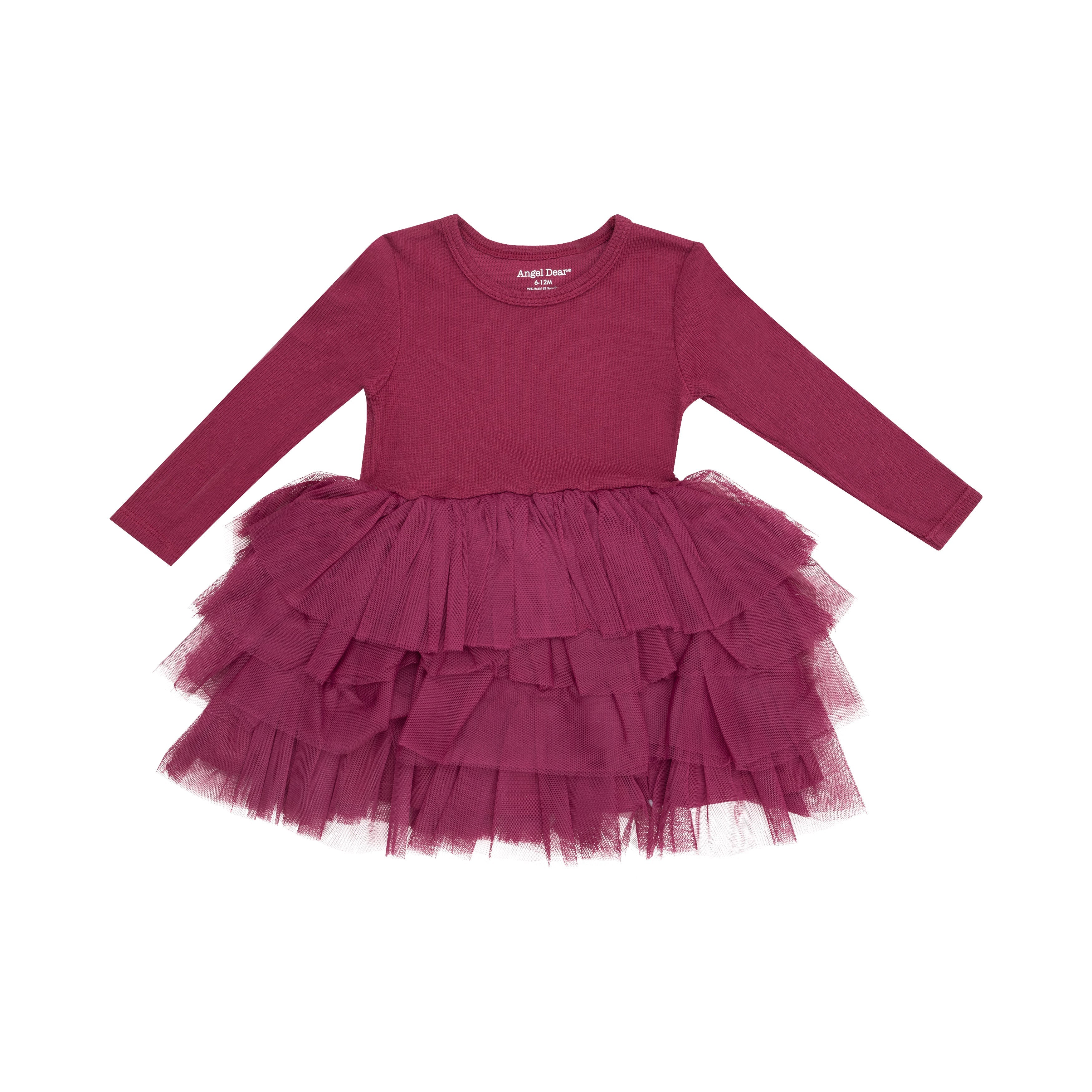 L/s Layered Tulle Dress - Basic - Solid Rose Bud