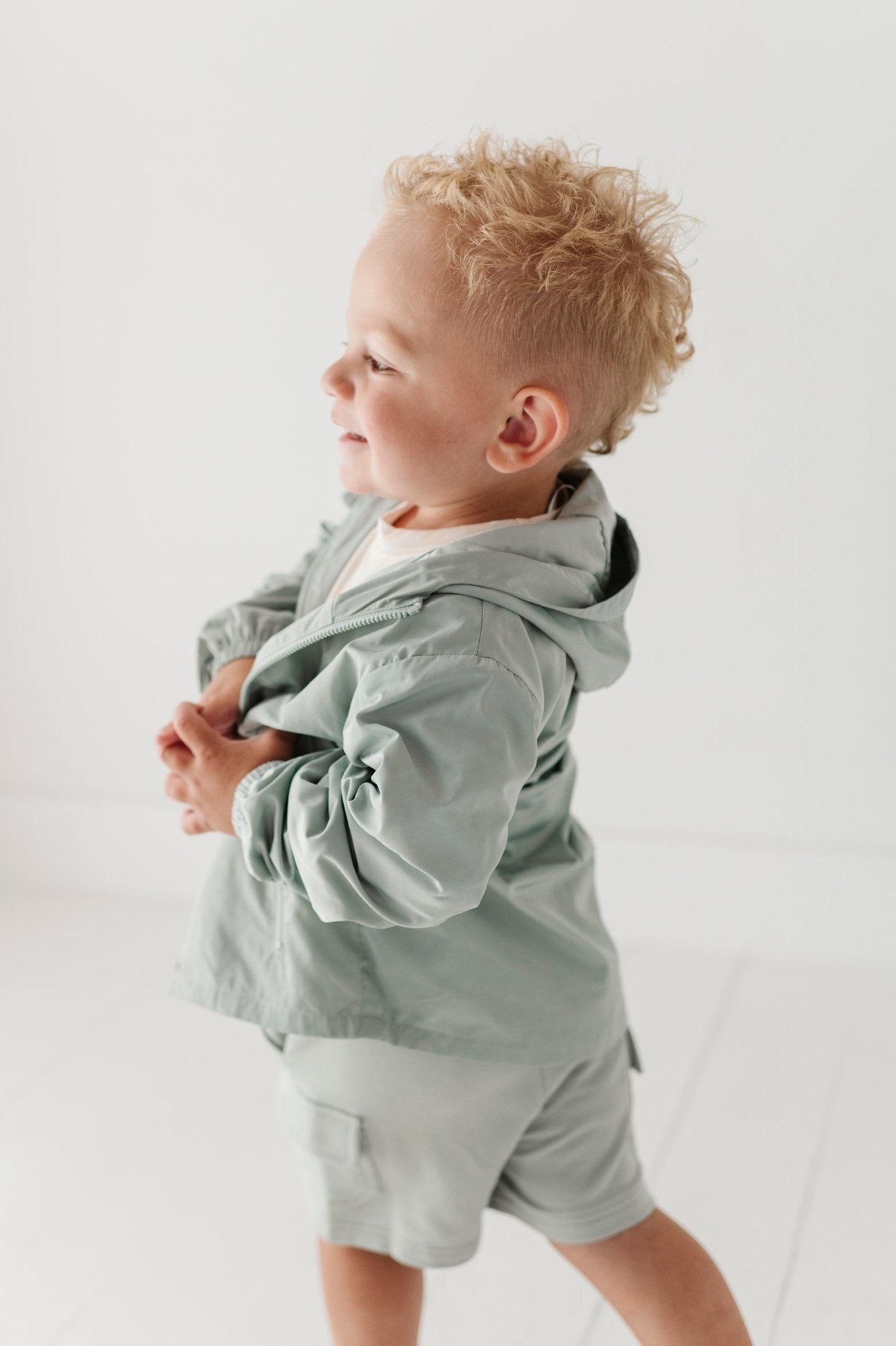 Light-weight Windbreaker In Aqua Grey