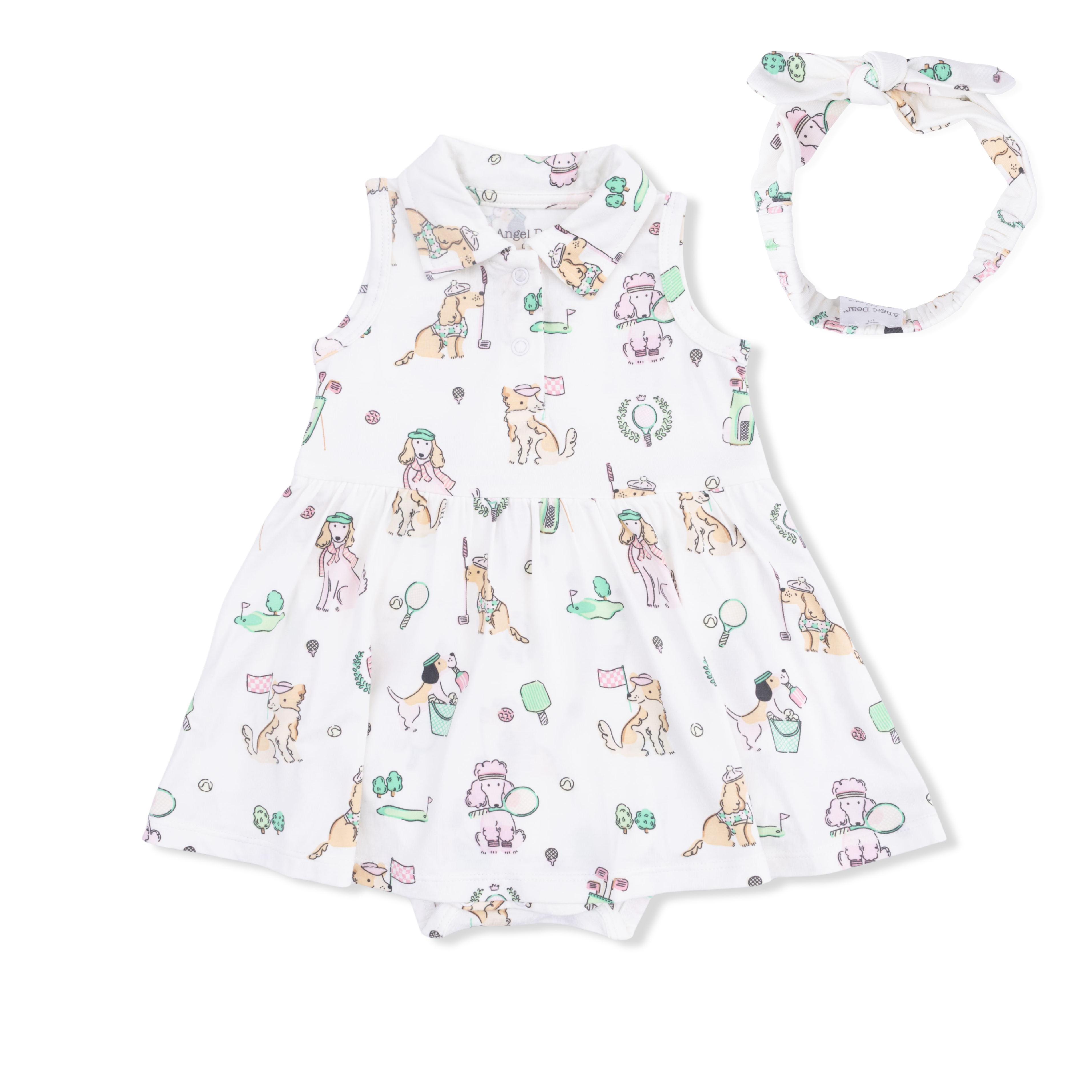 Country Club Dogs Pink - Polo Tennis Dress & Headband