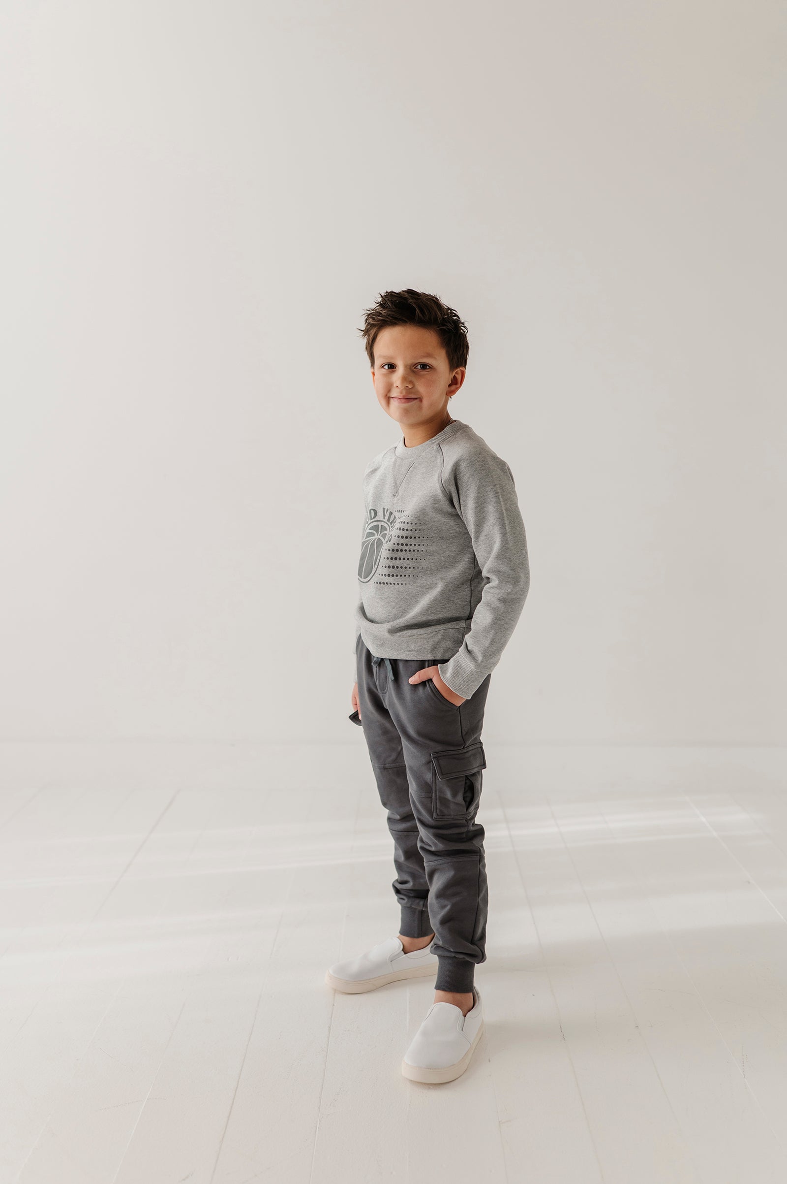 Boys Cargo Fleece Pant In Thunder