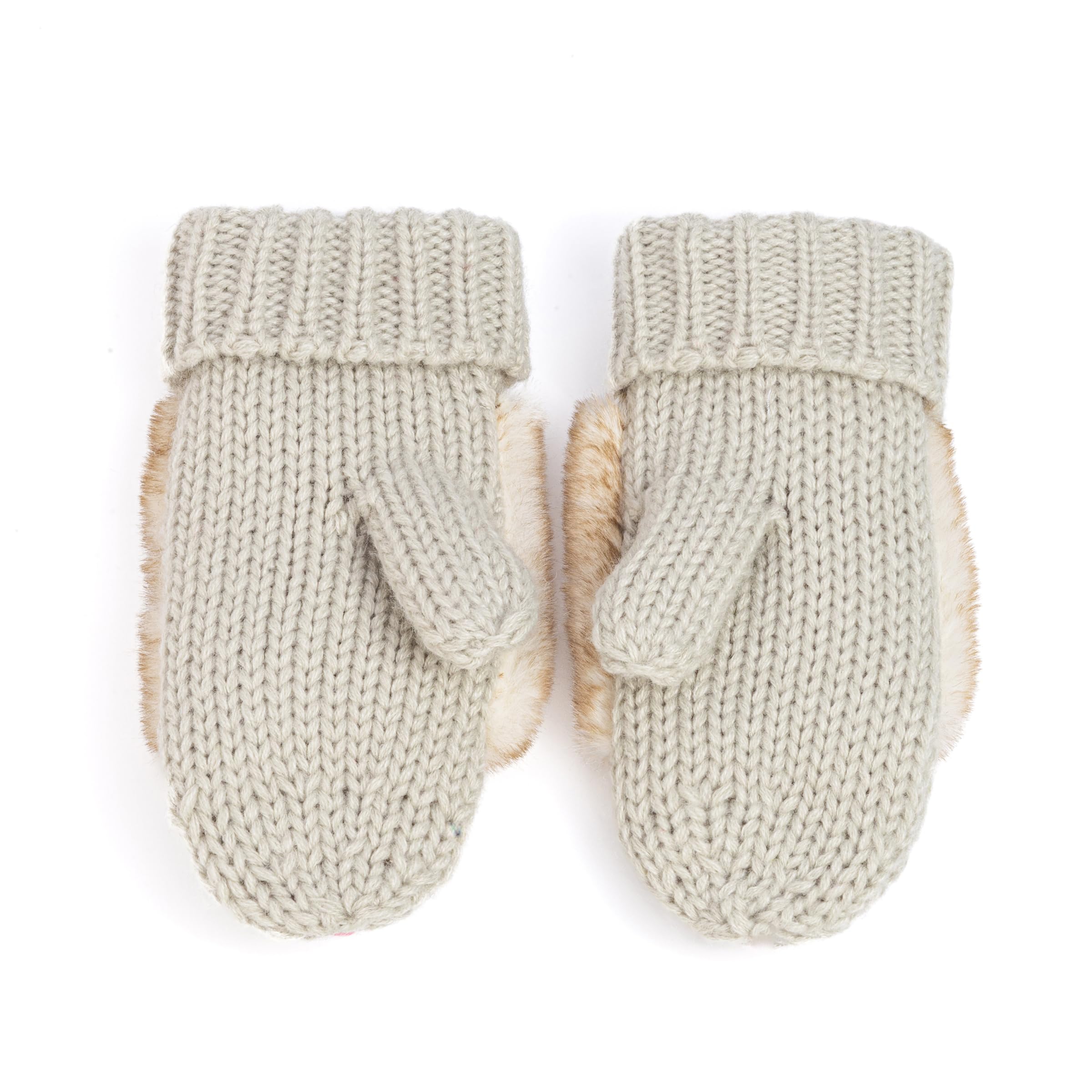 Warm Knit Winter Mittens For Girls Ages 3-12 Years, Double-layered, Fun Bunny Rabbit Design For Children, Toddler To Big Kids