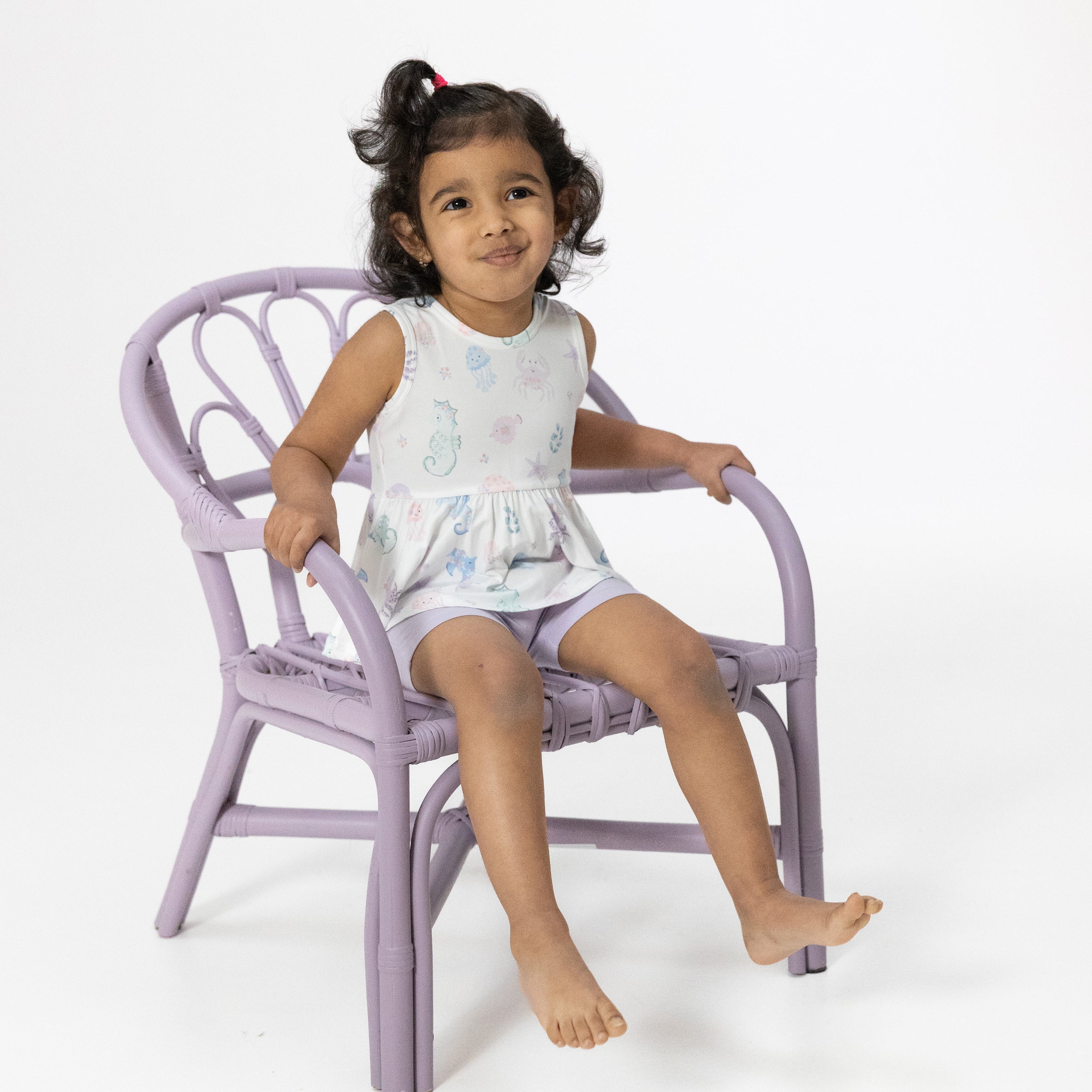 Floral Sea Creatures - Peplum Tank Top And Bike Short