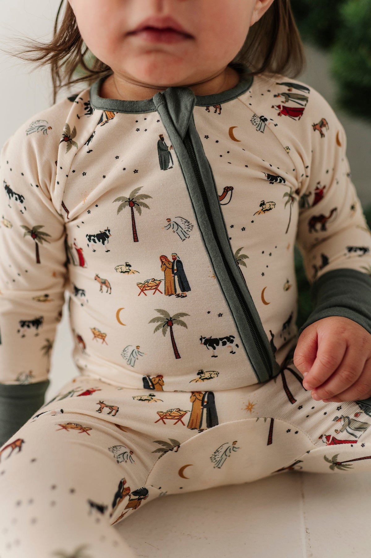 Long Sleeve Zip Romper In Nativity