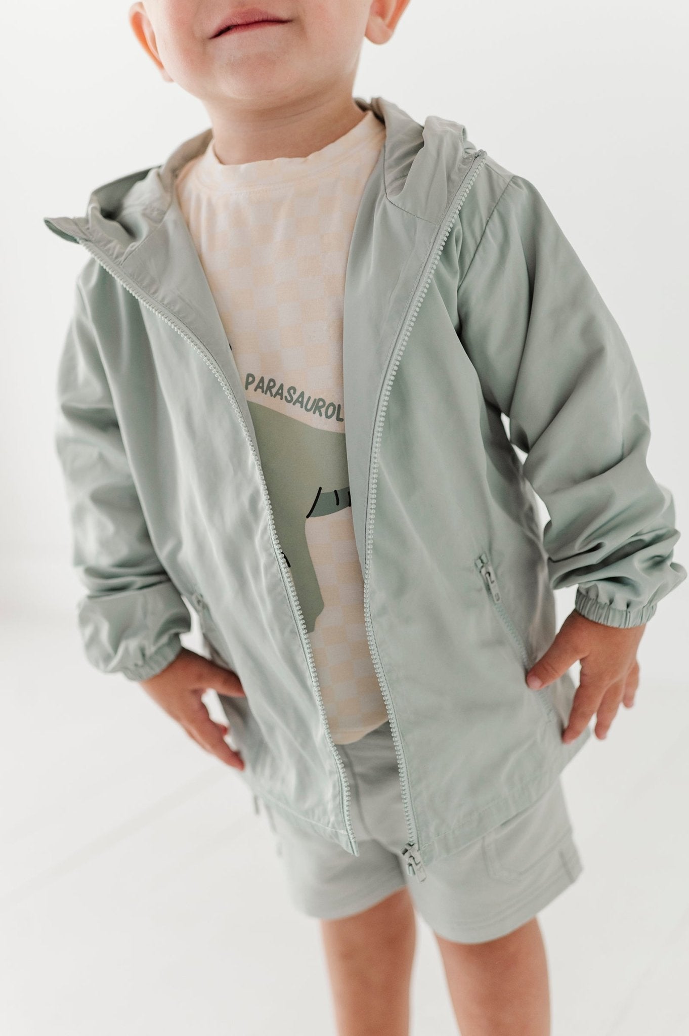 Light-weight Windbreaker In Aqua Grey