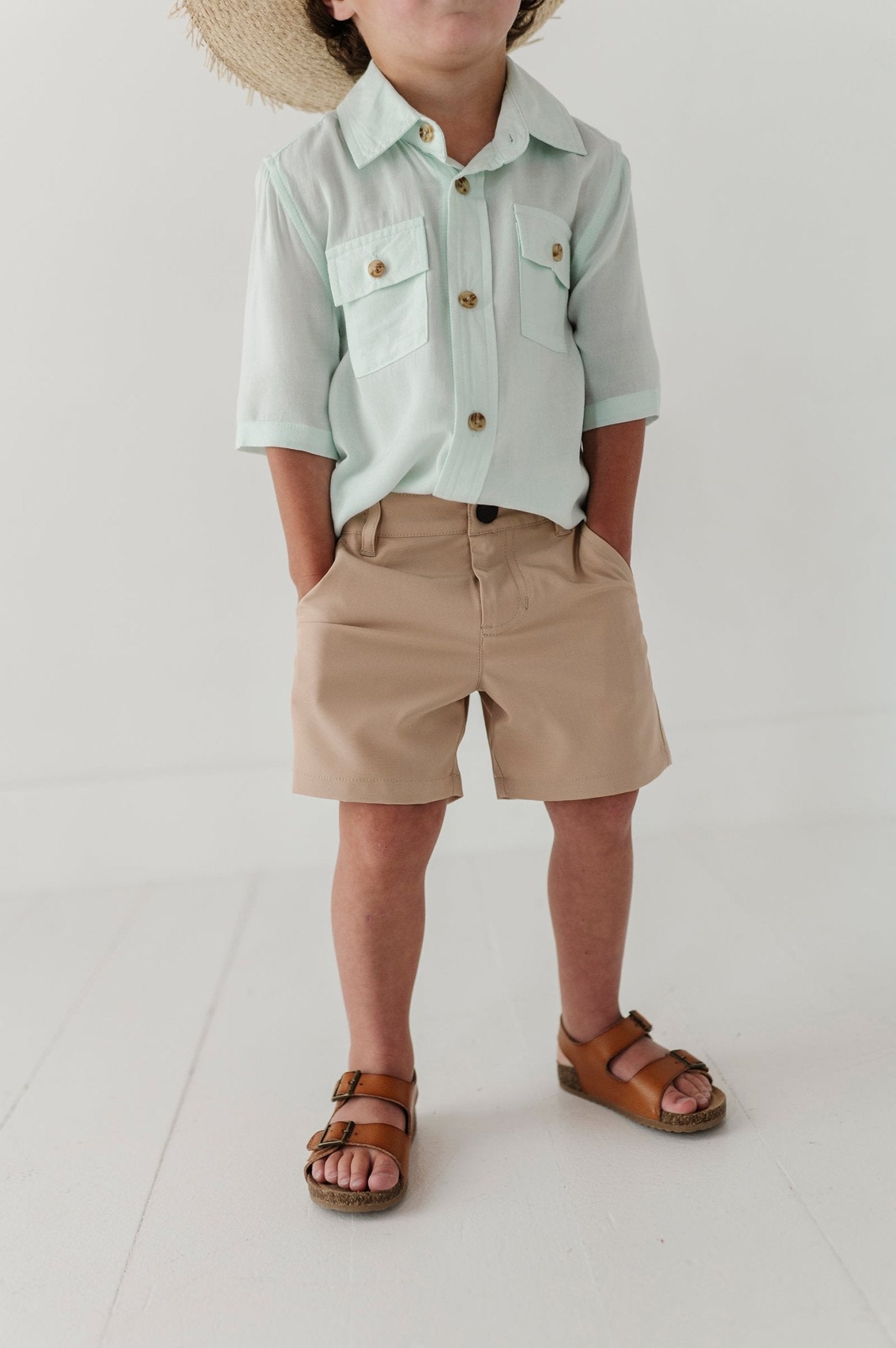 Boys Dressy Shorts In Khaki