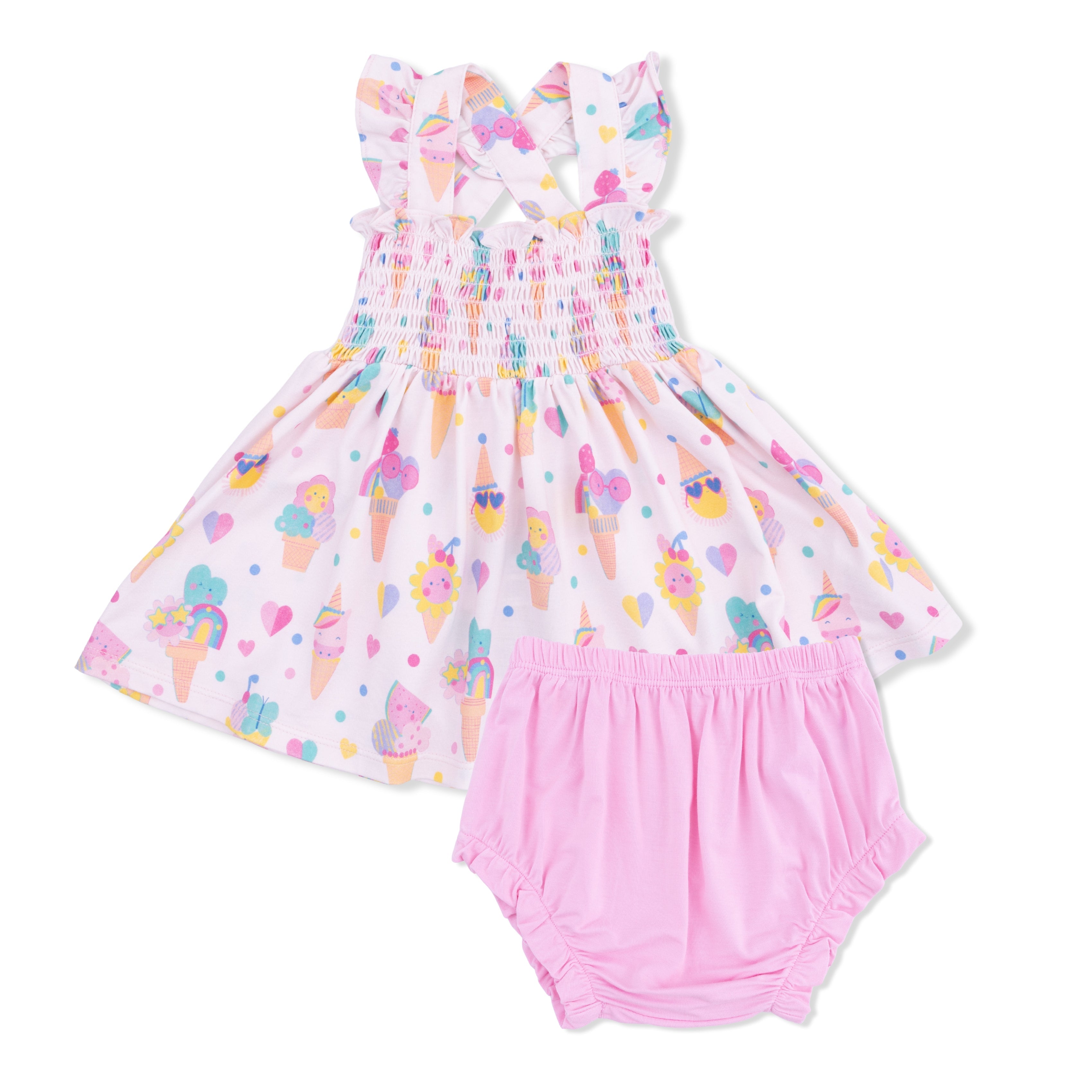 Ice Cream Fun Crew - Smocked Top With Bloomer