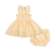 Solid Muslin Italian Straw - Smocked Top With Bloomer