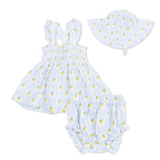 Lovely Lemons - Smocked Top With Bloomer & Sun Hat Set