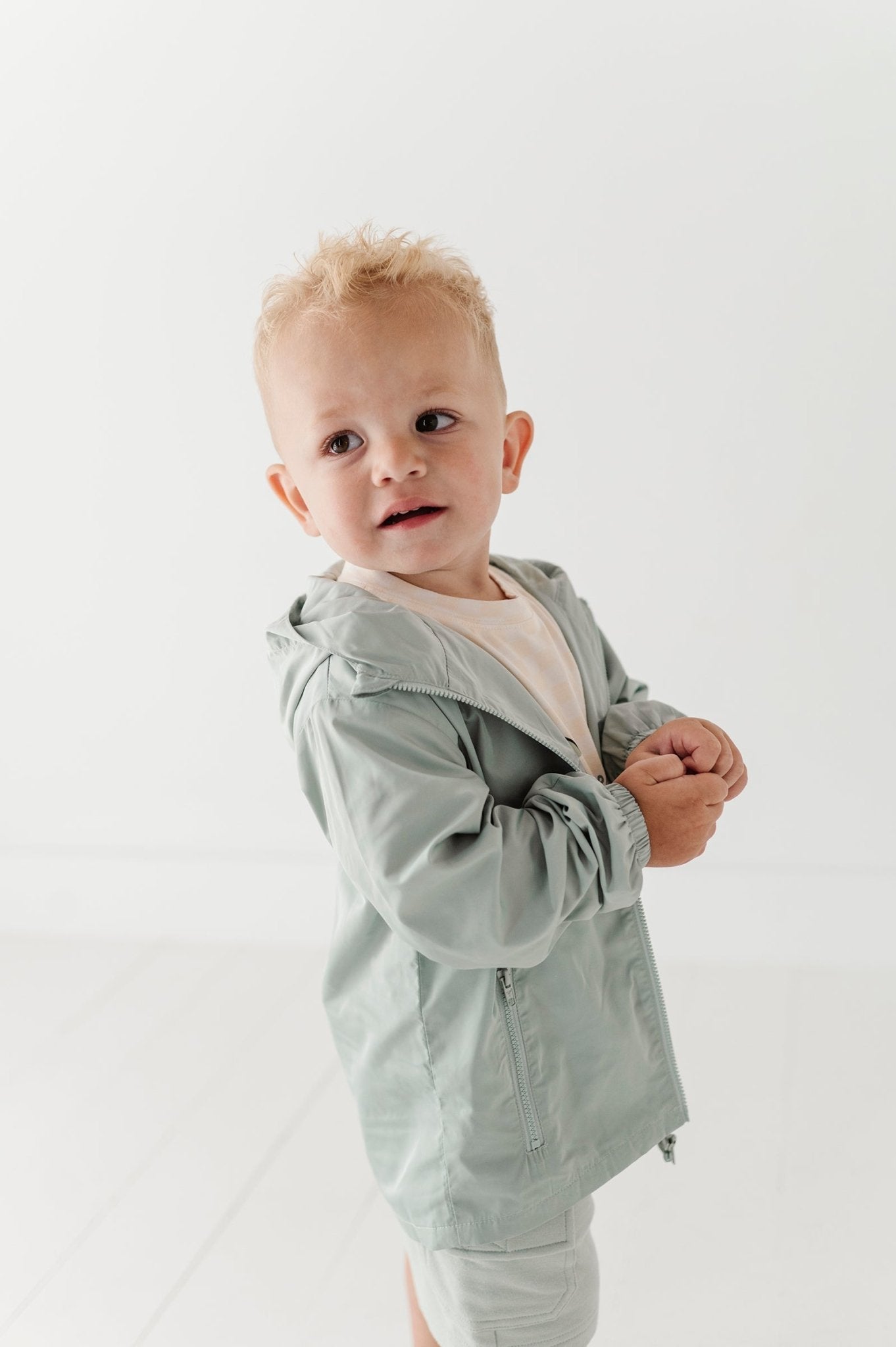 Light-weight Windbreaker In Aqua Grey