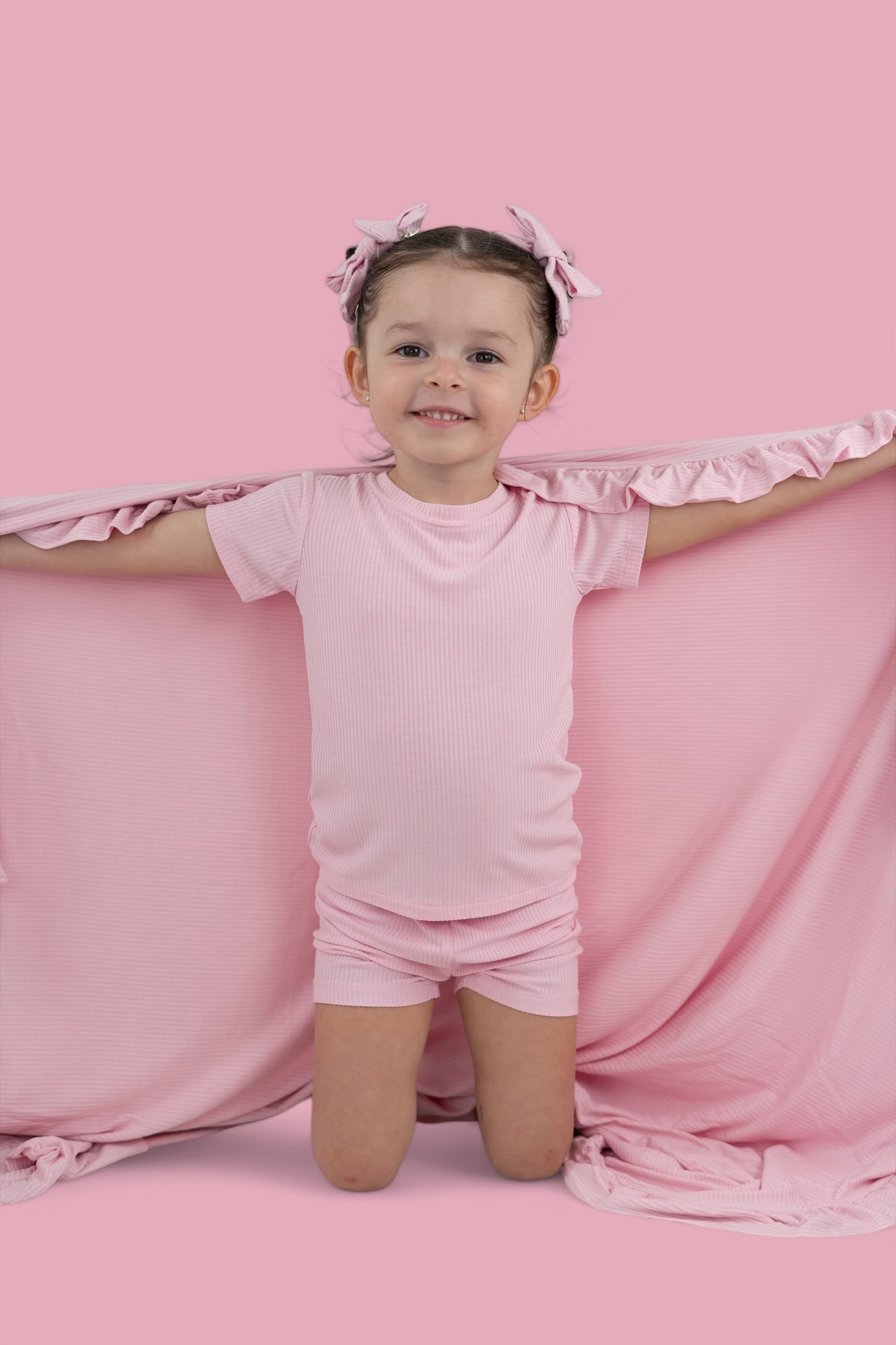 Pink Rose Rib Dream Short Set