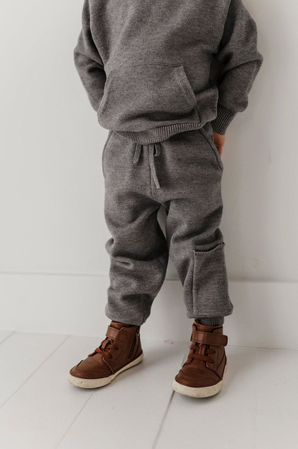 Boys Knit Set In Heather Mid Gray