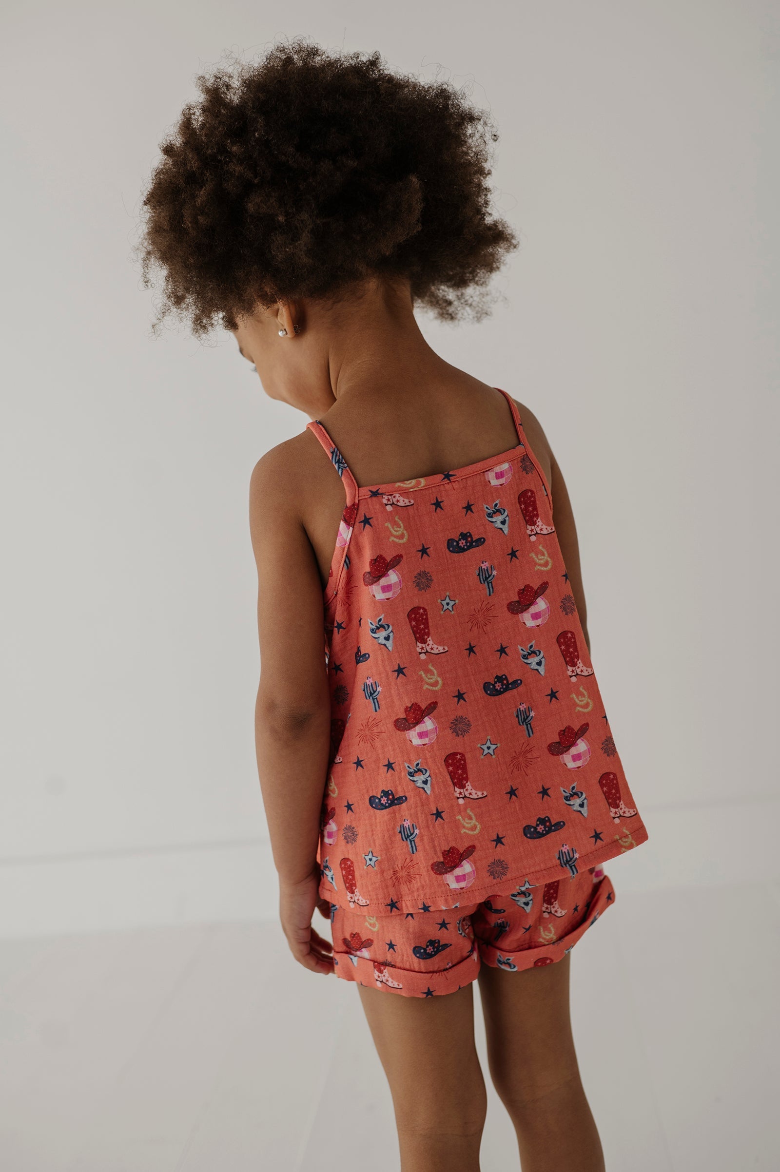 Girls Gauze Tank & Short Set In American Cowgirl