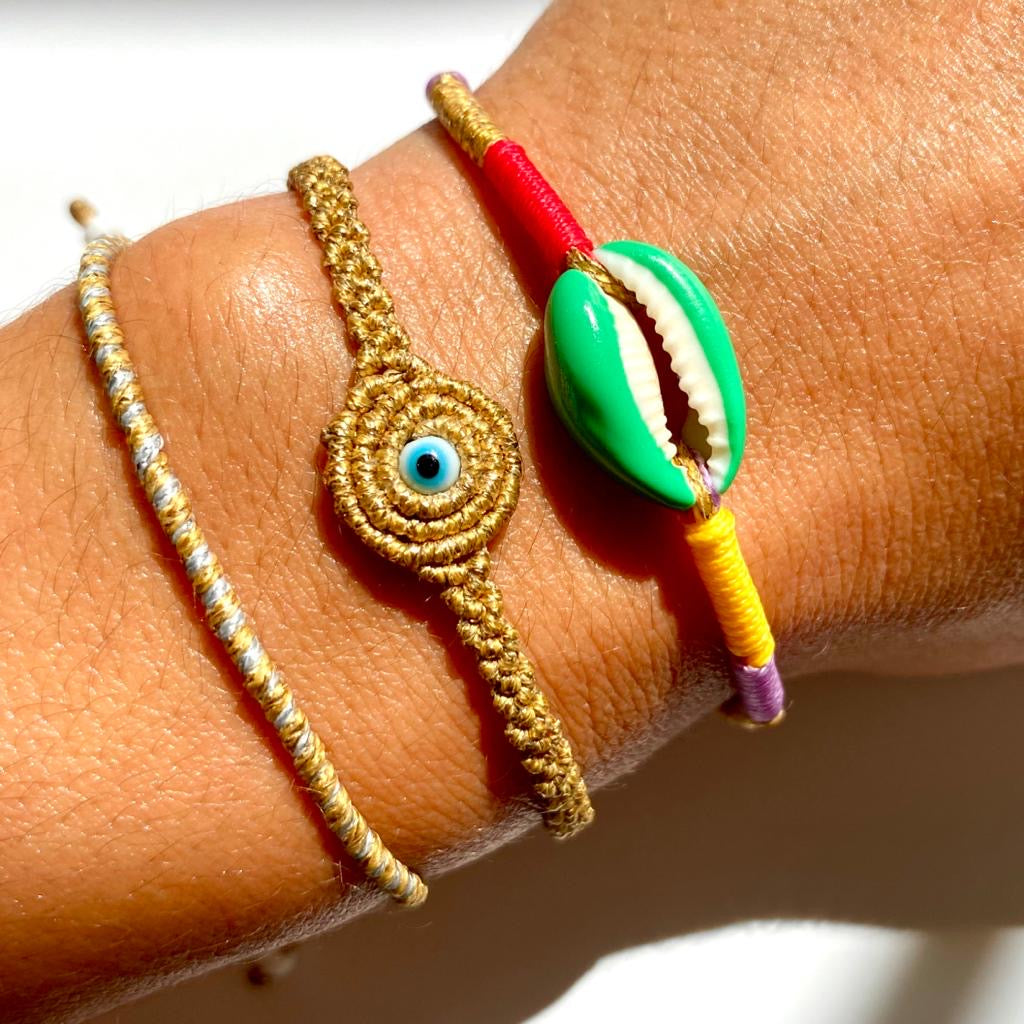 Twisted Duo Color Evil Eye Bracelet