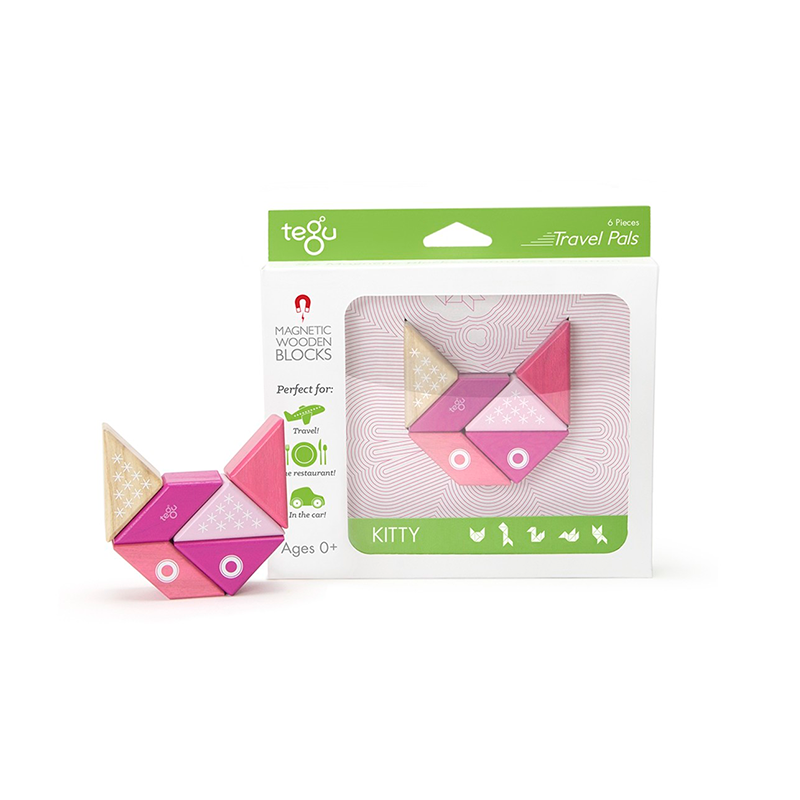 Travel Pals - Kitty <br>magnetic Wooden Blocks <br>6 Pieces