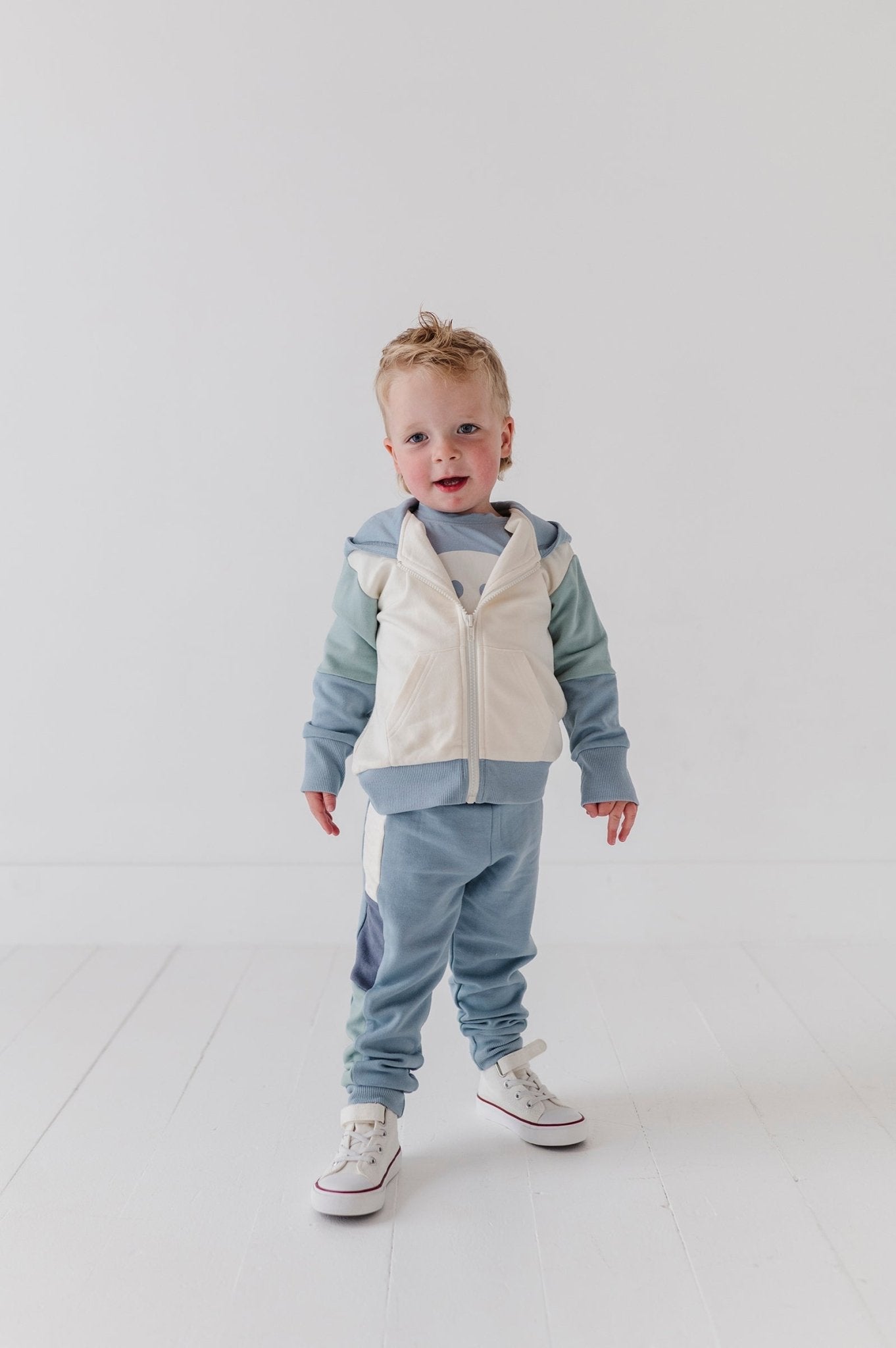 Boys Long Sleeve Track Set In Dusty Blue