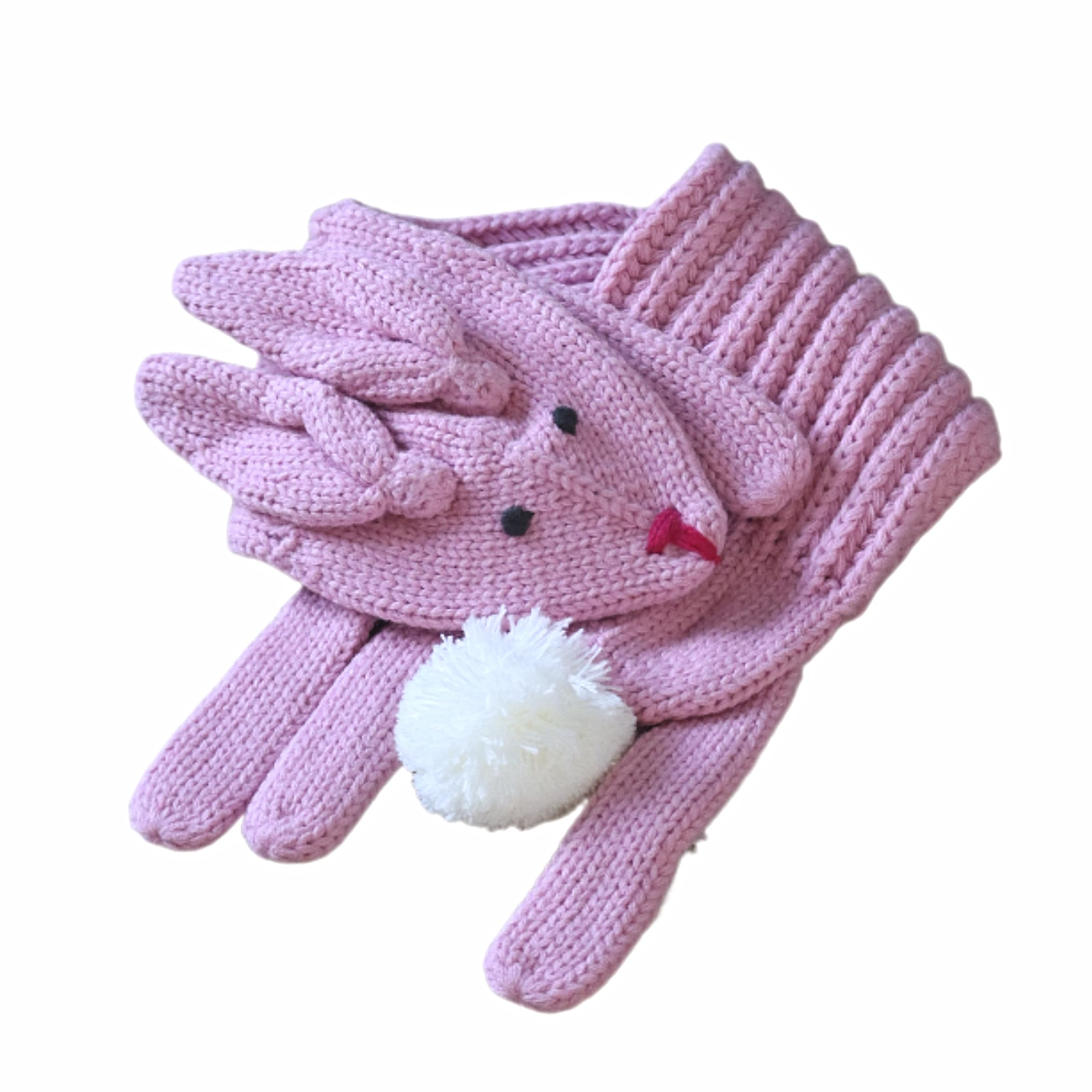 Pink Bunny Rabbit Critter Winter Scarf For Girls Ages 4 To 12