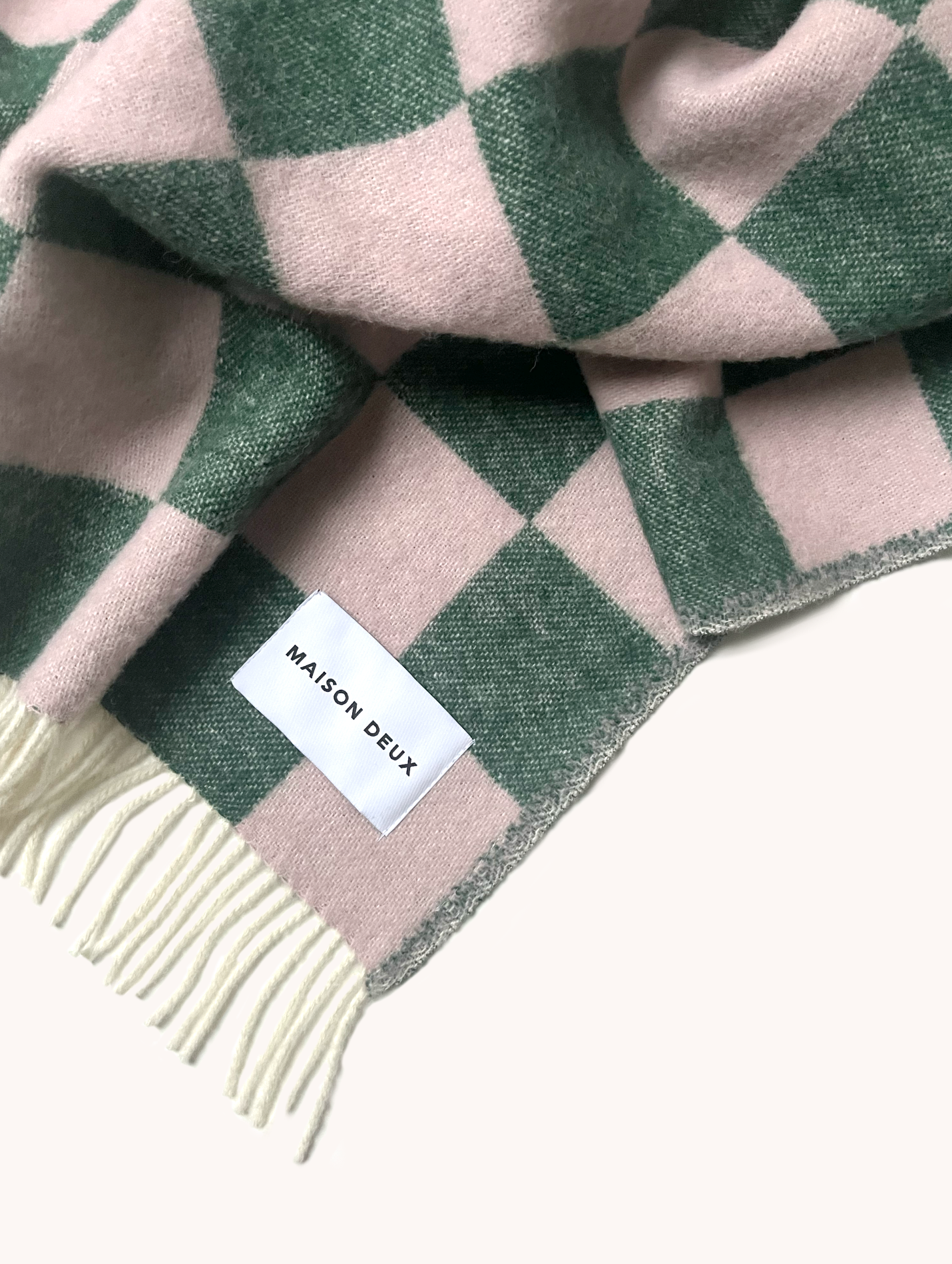 Blanket Checkerboard Green / Pink 4.25 X 6.5 Ft