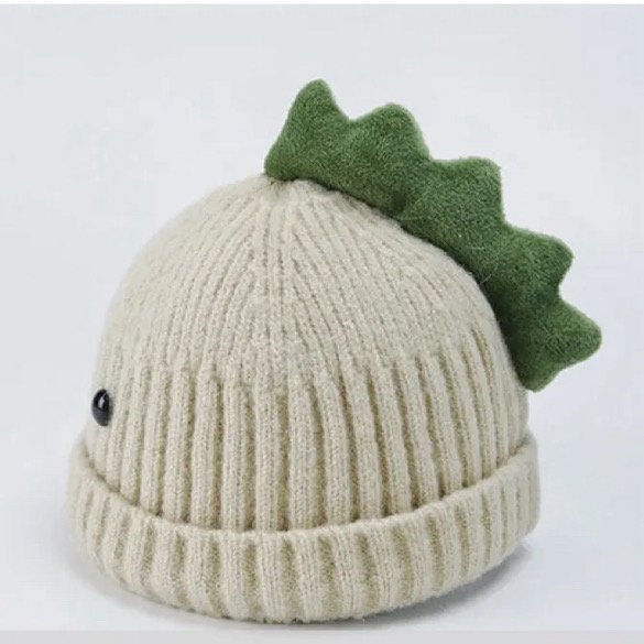 Dinosaur Spike Toddler Beanie | Hand-knitted Cotton & Wool Winter Hat