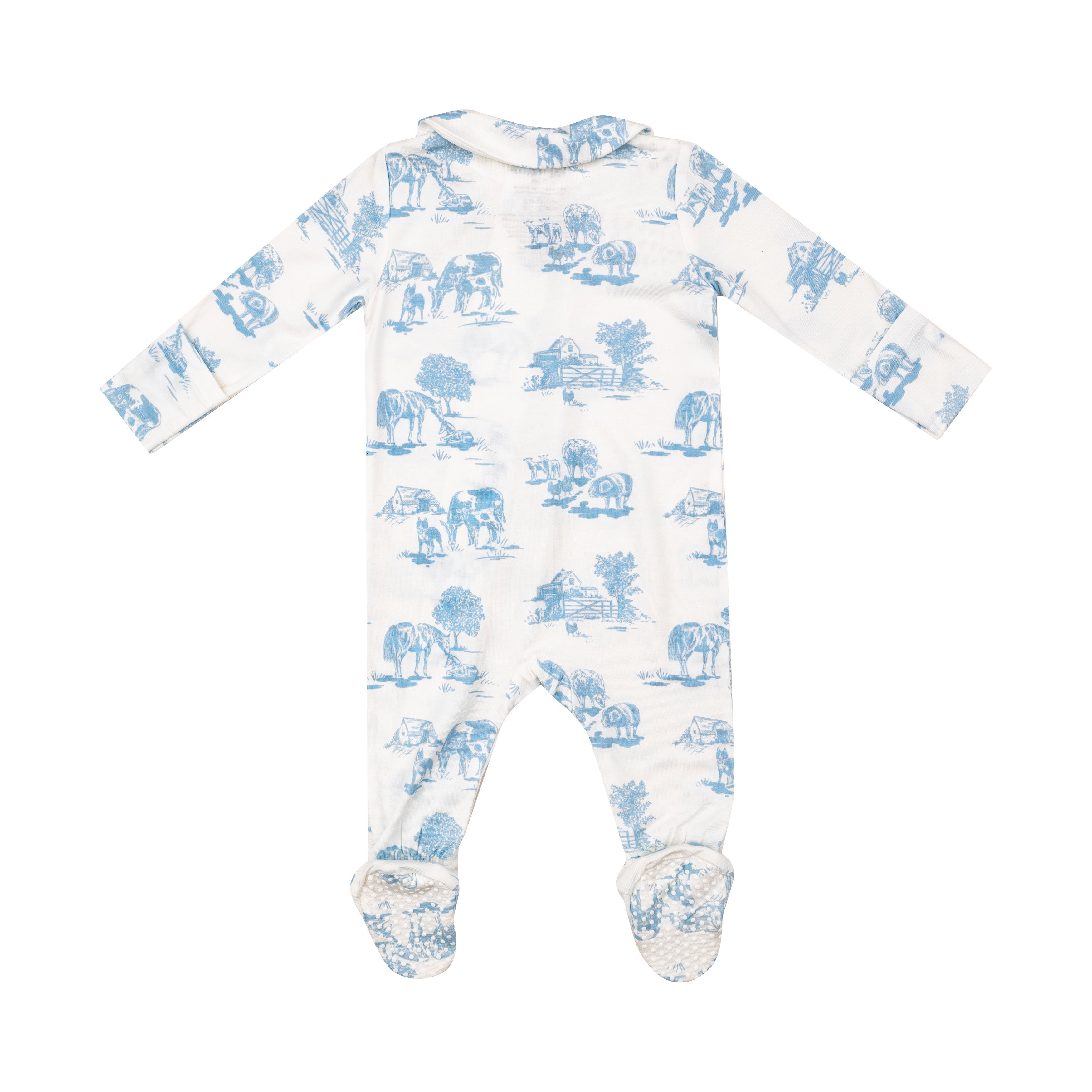 Peter Pan 2 Way Zipper Footie - Farm Toile