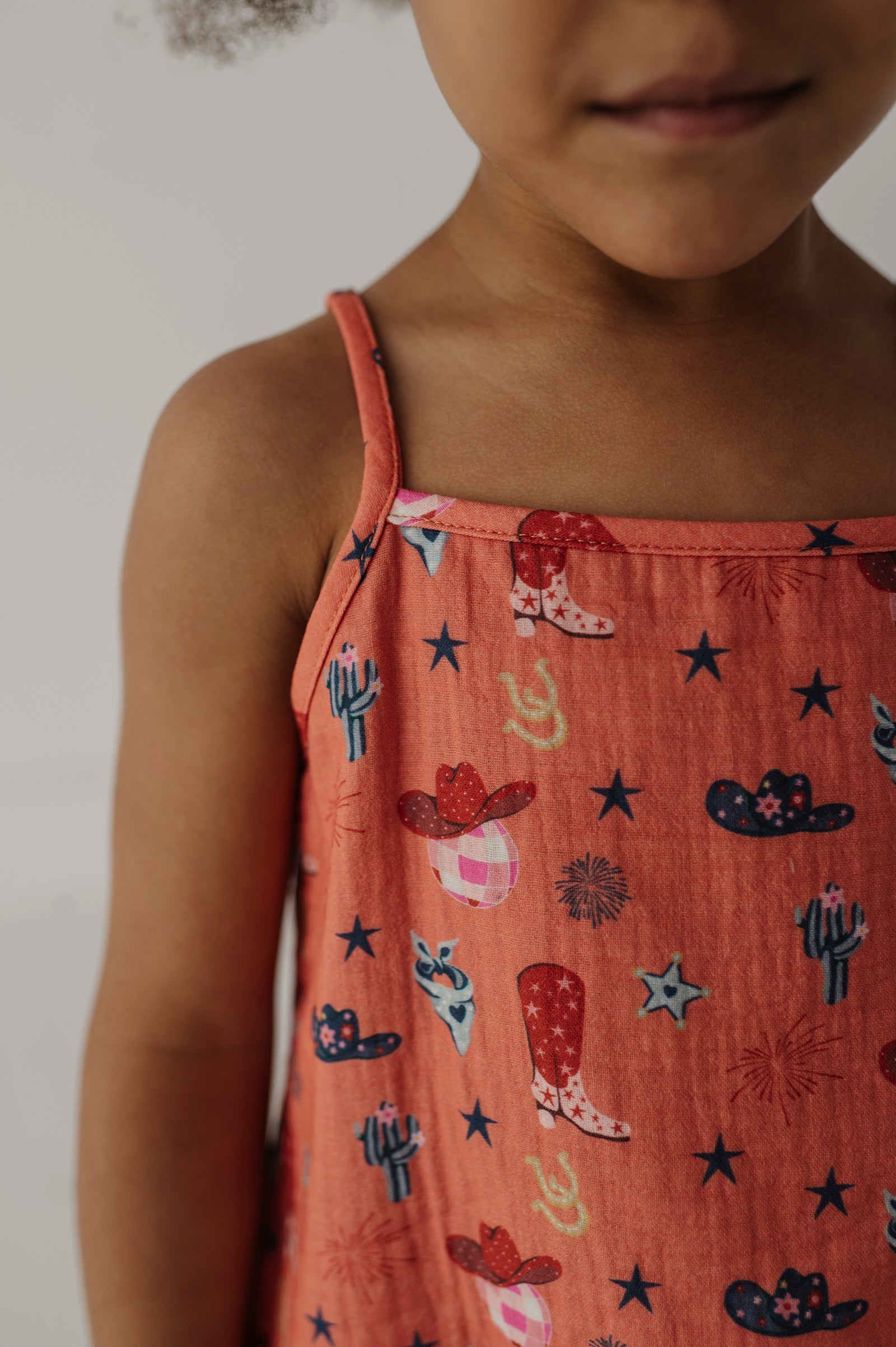 Girls Gauze Tank & Short Set In American Cowgirl
