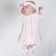 Antoinette Stripe - Smocked Peter Pan Snap Footie