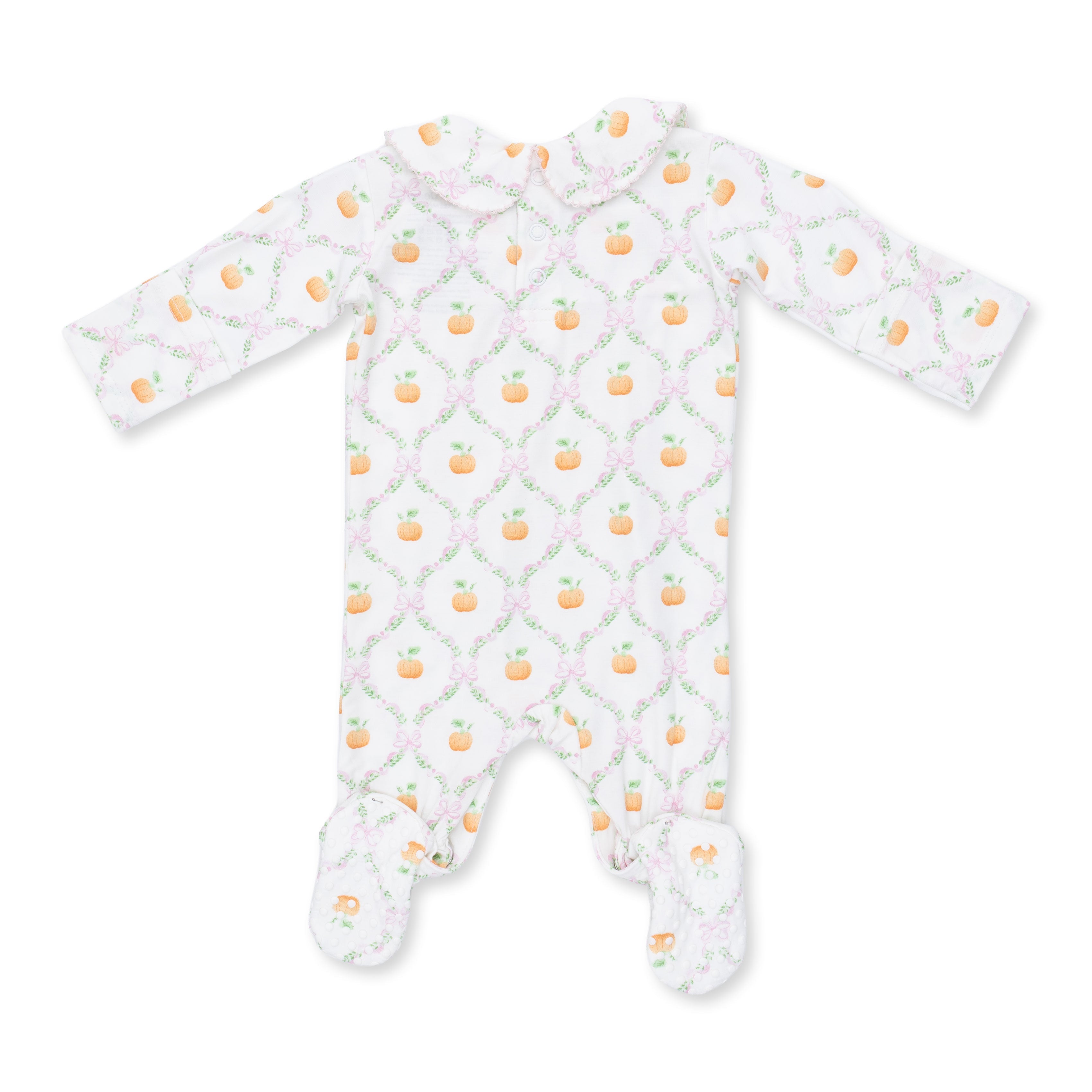Pretty Pumpkin Trellis - Smocked Peter Pan Snap Footie