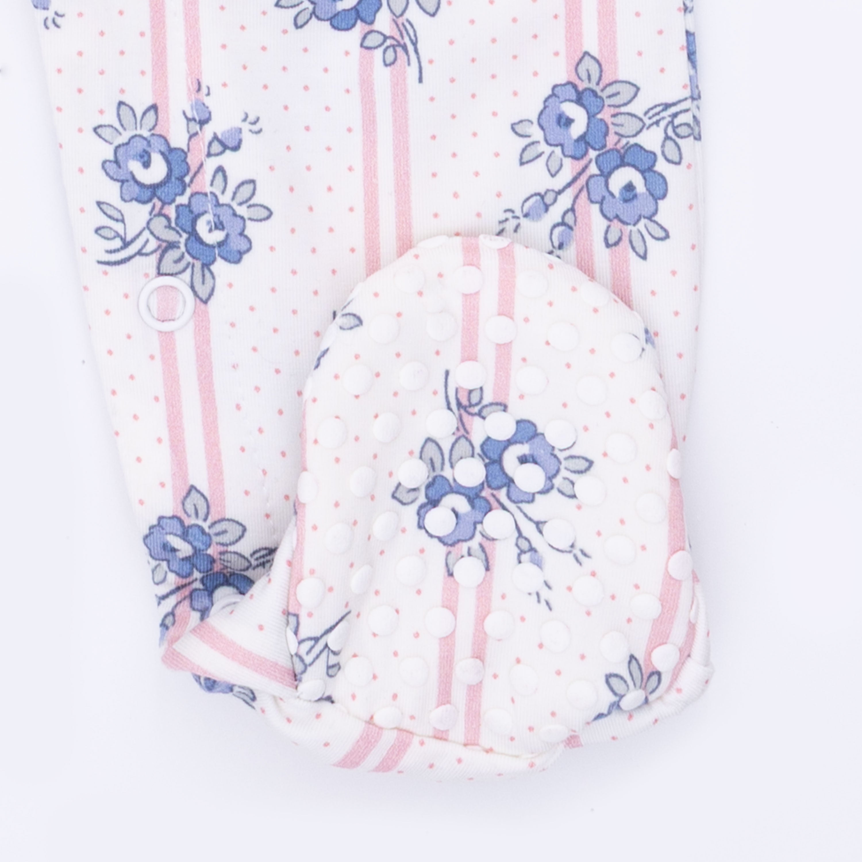 Stripe Dot Roses - Smocked Peter Pan Snap Footie