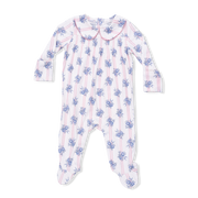 Stripe Dot Roses - Smocked Peter Pan Snap Footie