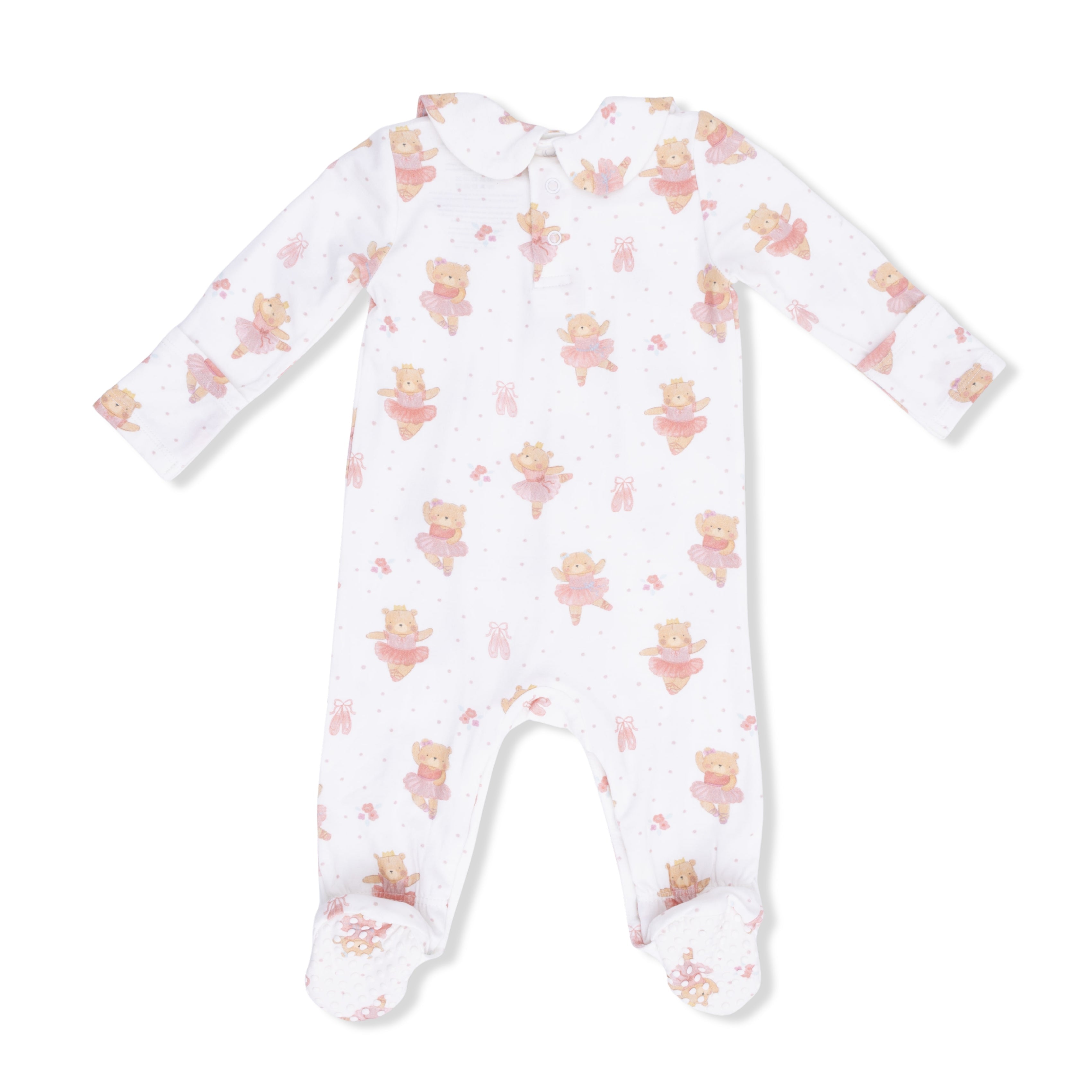 Teddy Bear Ballerina - Smocked Peter Pan Snap Footie