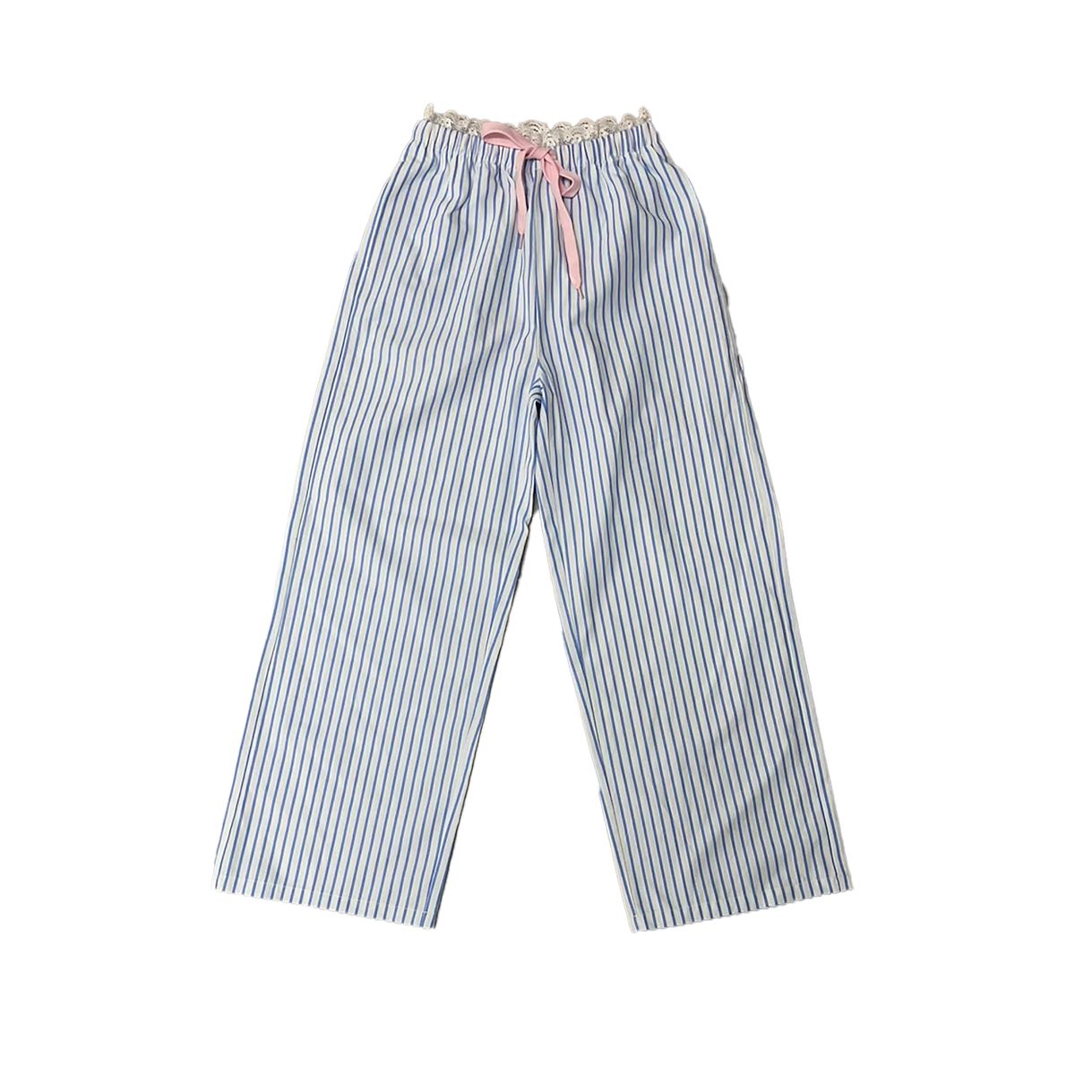 Tweenstyle By Stoopher - Blue Pinstripe Lounge Pant With Lace Trim