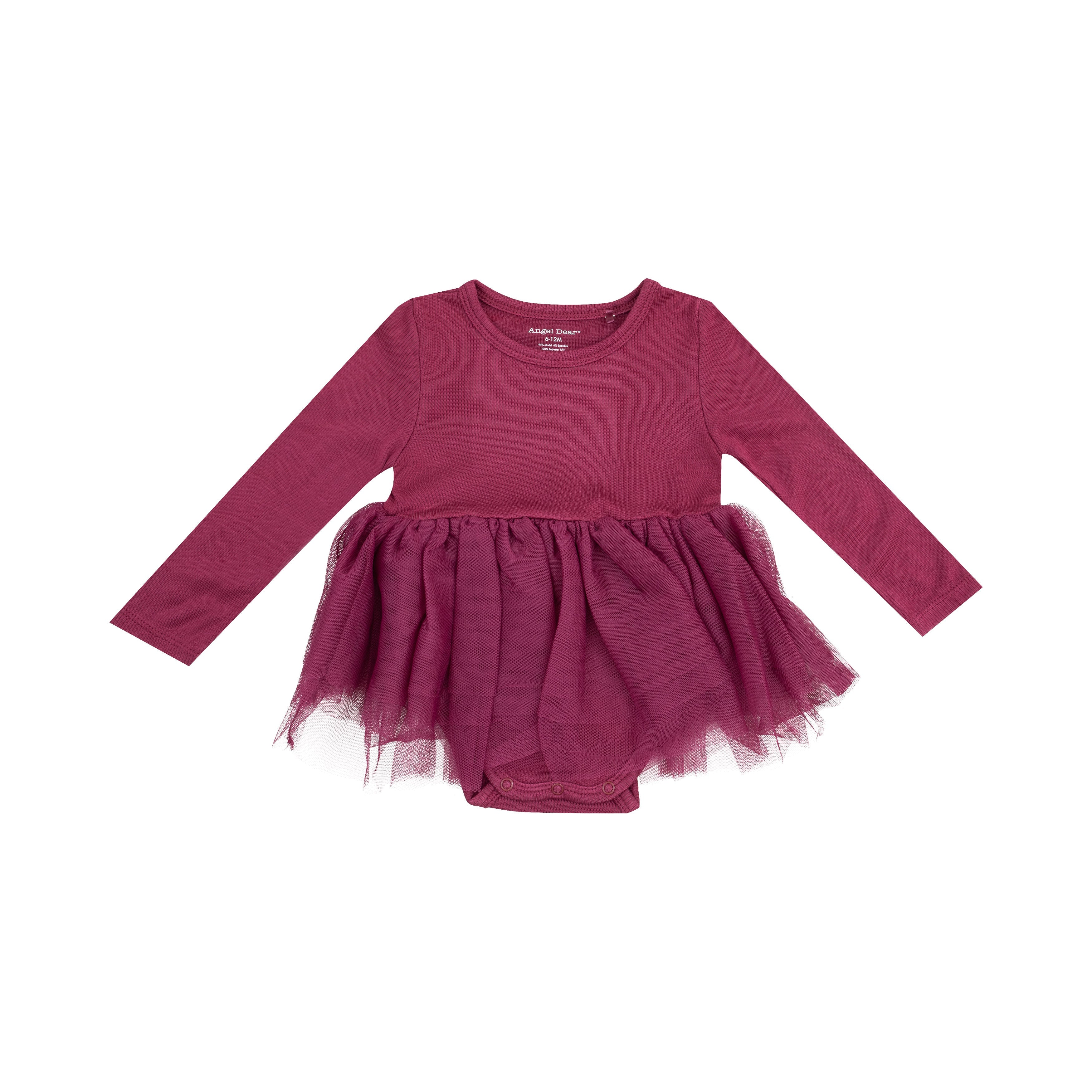 L/s Tutu Bodysuit - Basic - Solid Rose Bud