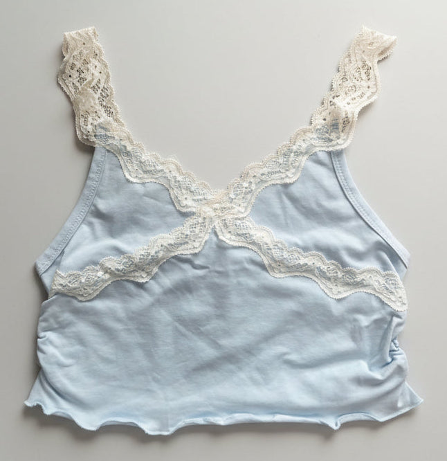 Tweenstyle By Stoopher - Lace Trimmed Lounge Tank - Blue