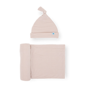 Stretch Knit Swaddle And Hat Set - Soft Blush