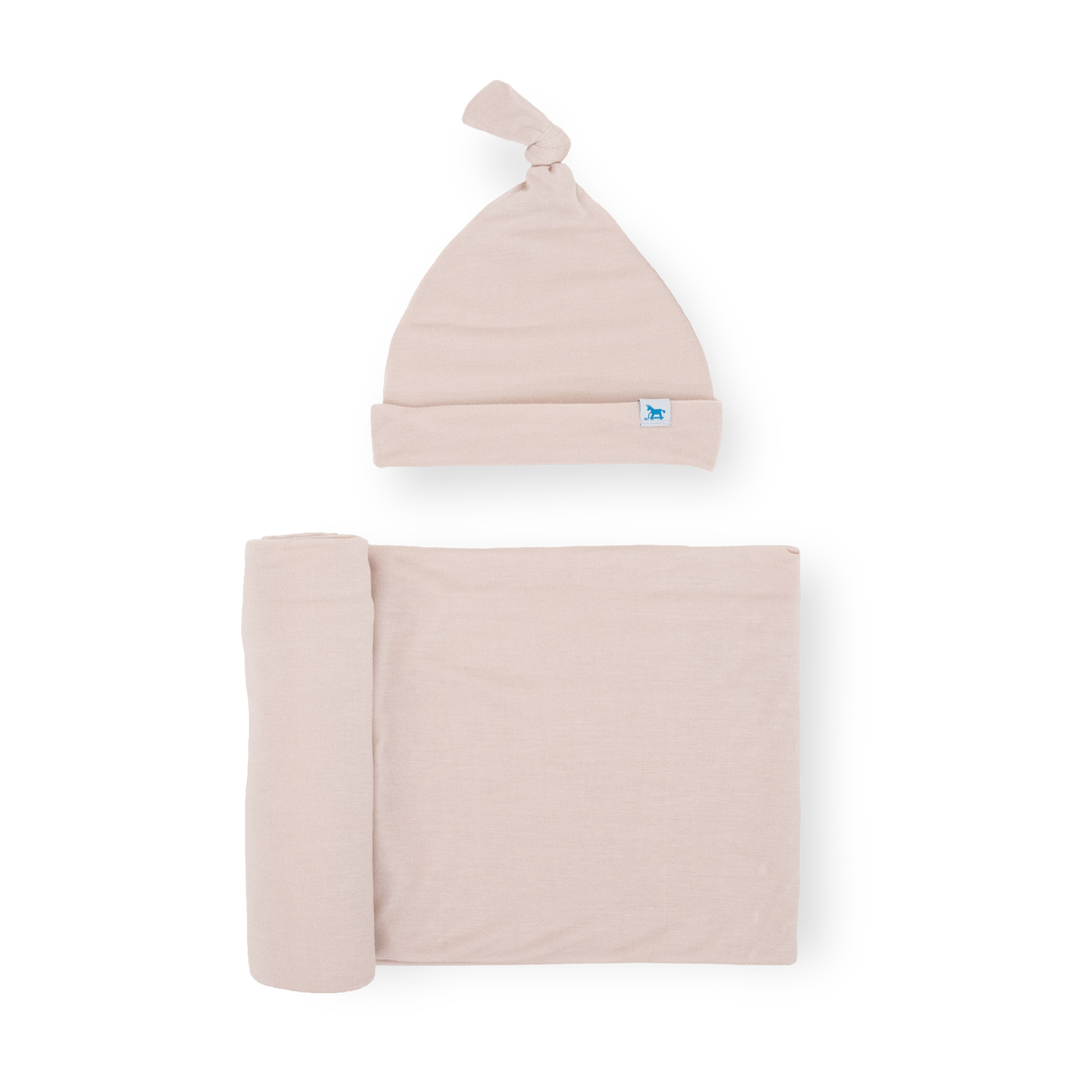 Stretch Knit Swaddle And Hat Set - Soft Blush