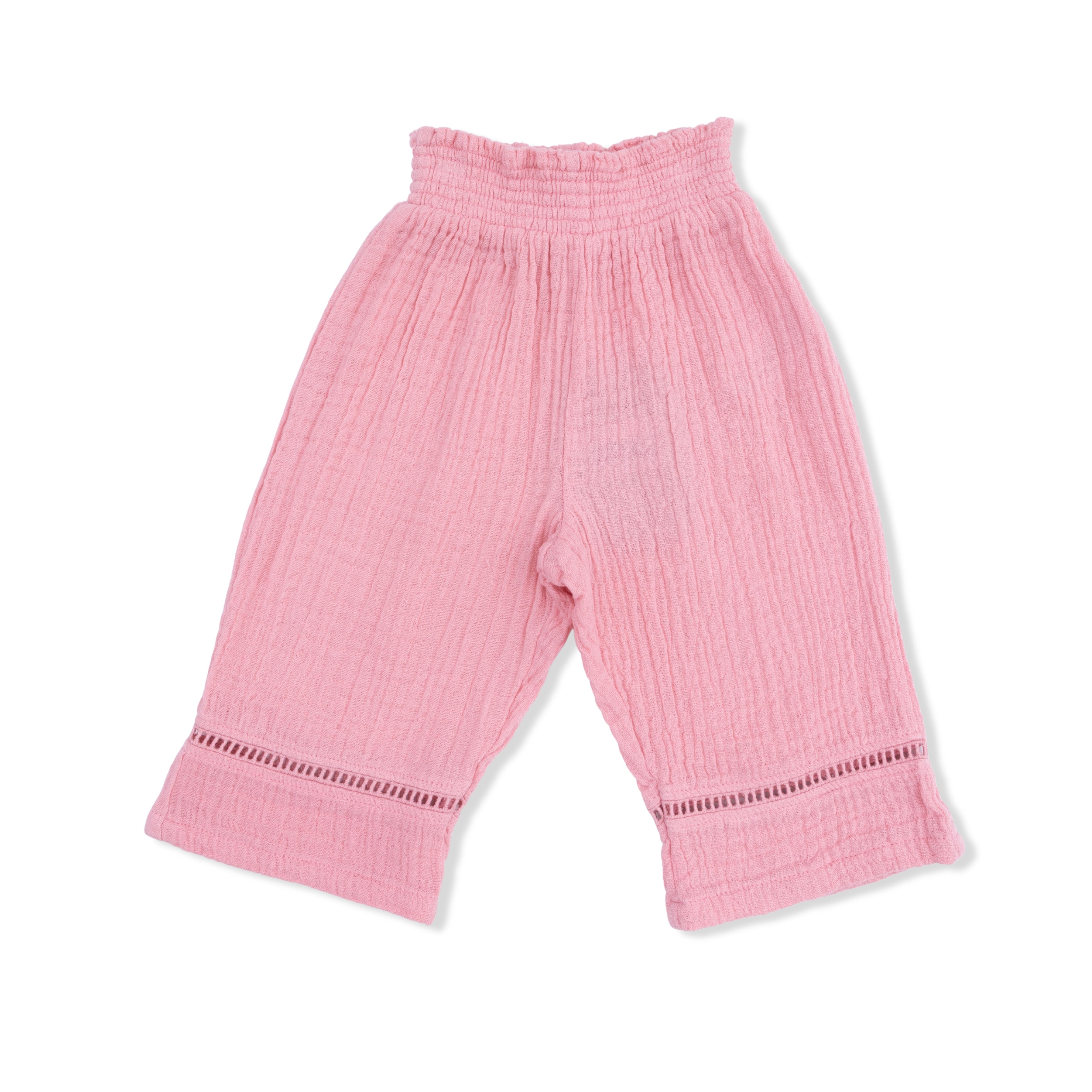 Solid Muslin Poignant Pink - Smocked Waist Pants