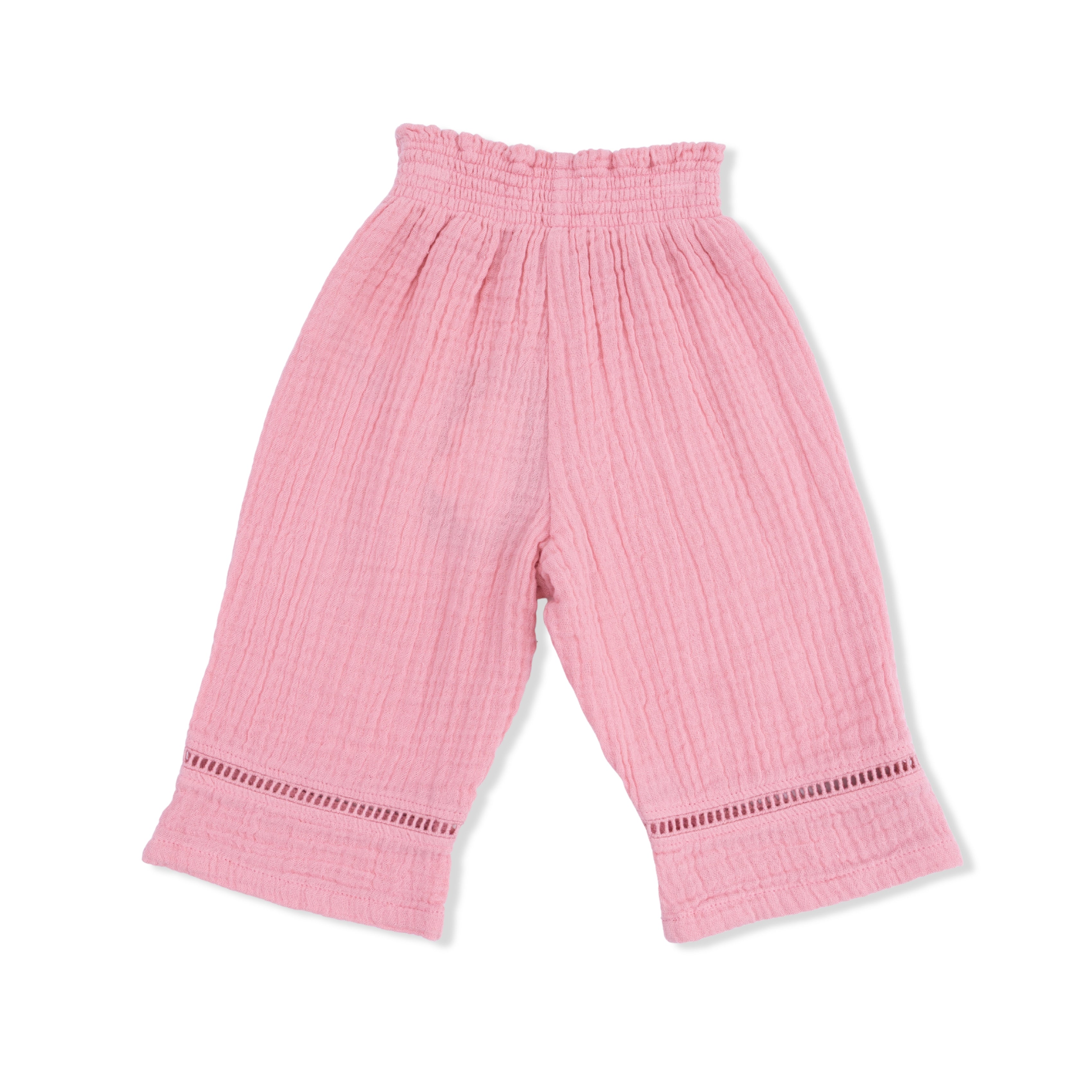 Solid Muslin Poignant Pink - Smocked Waist Pants