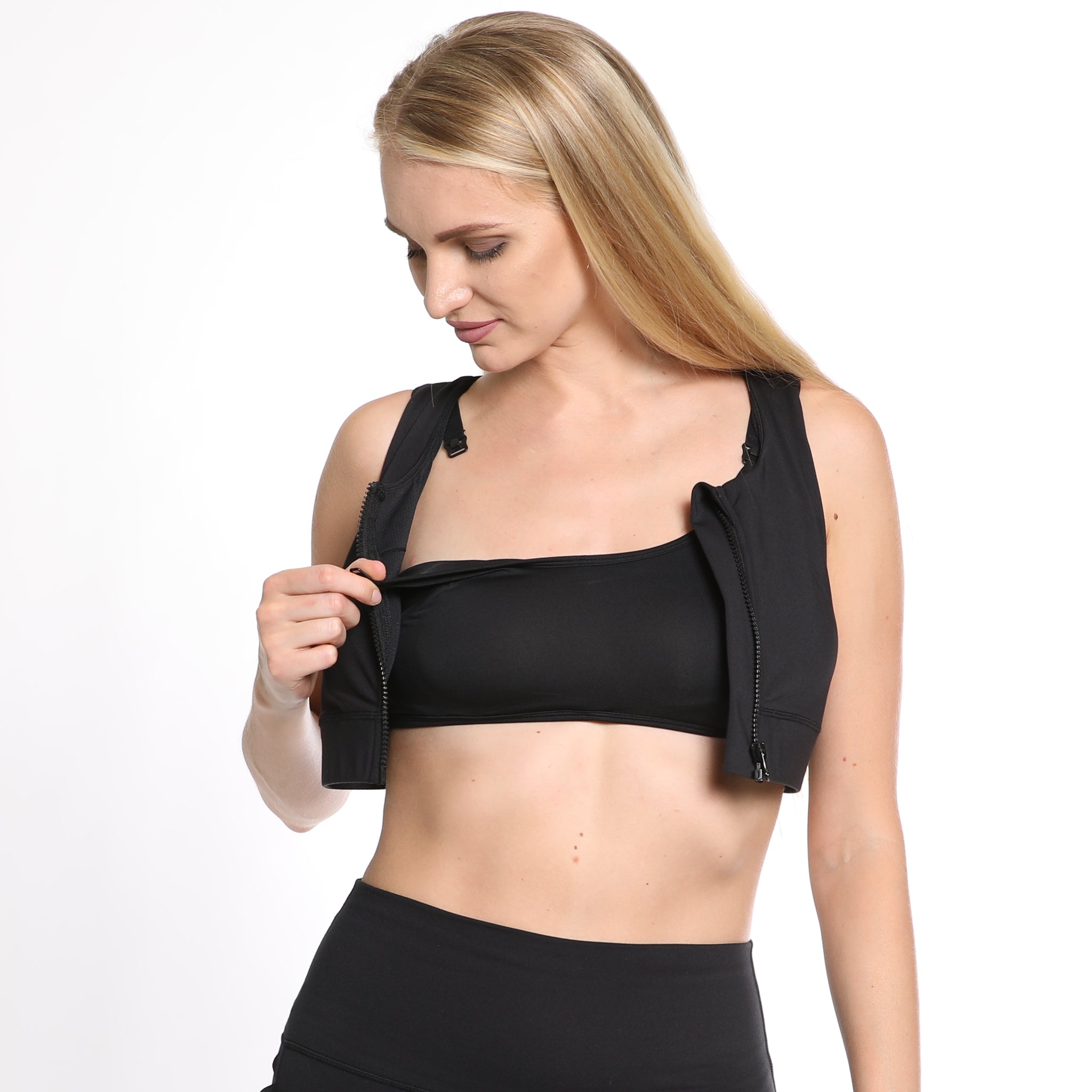 Capucine 2 - High Neck High Support Nursing & Hands Free Pumping Sports Bra (noir)