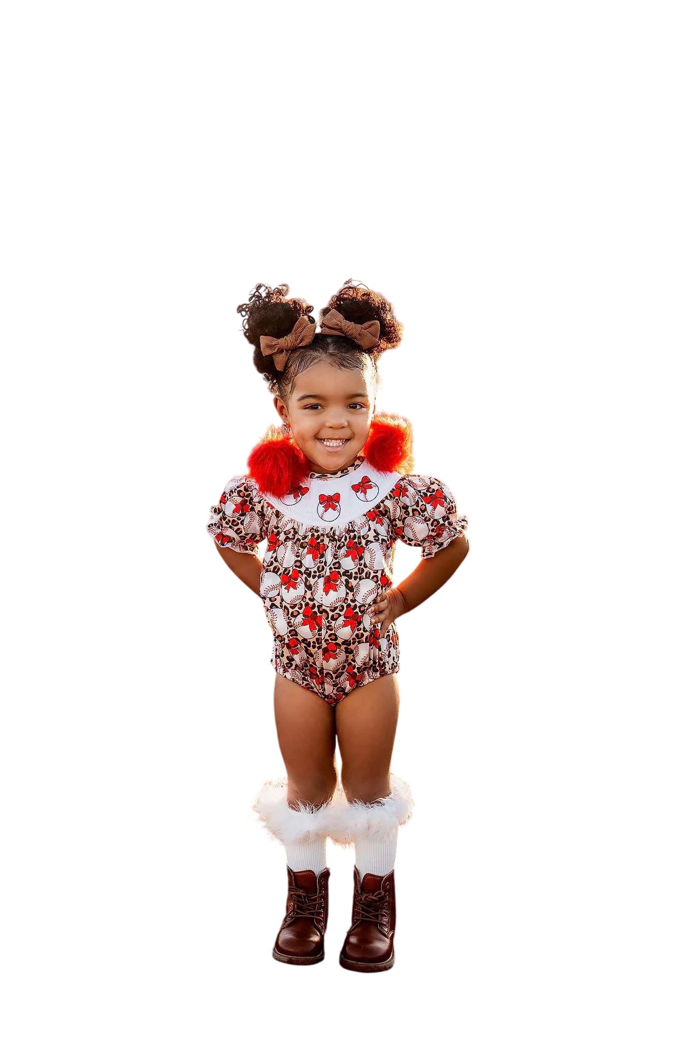 Smocked Leopard Baseball Romper
