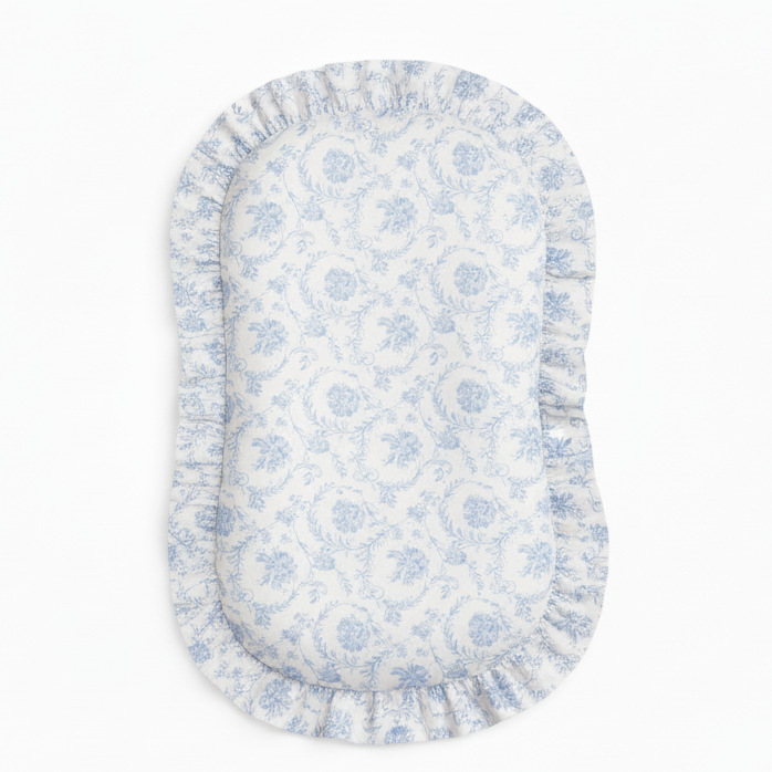 Blue Chinoiserie Ruffle Baby Lounger Cover