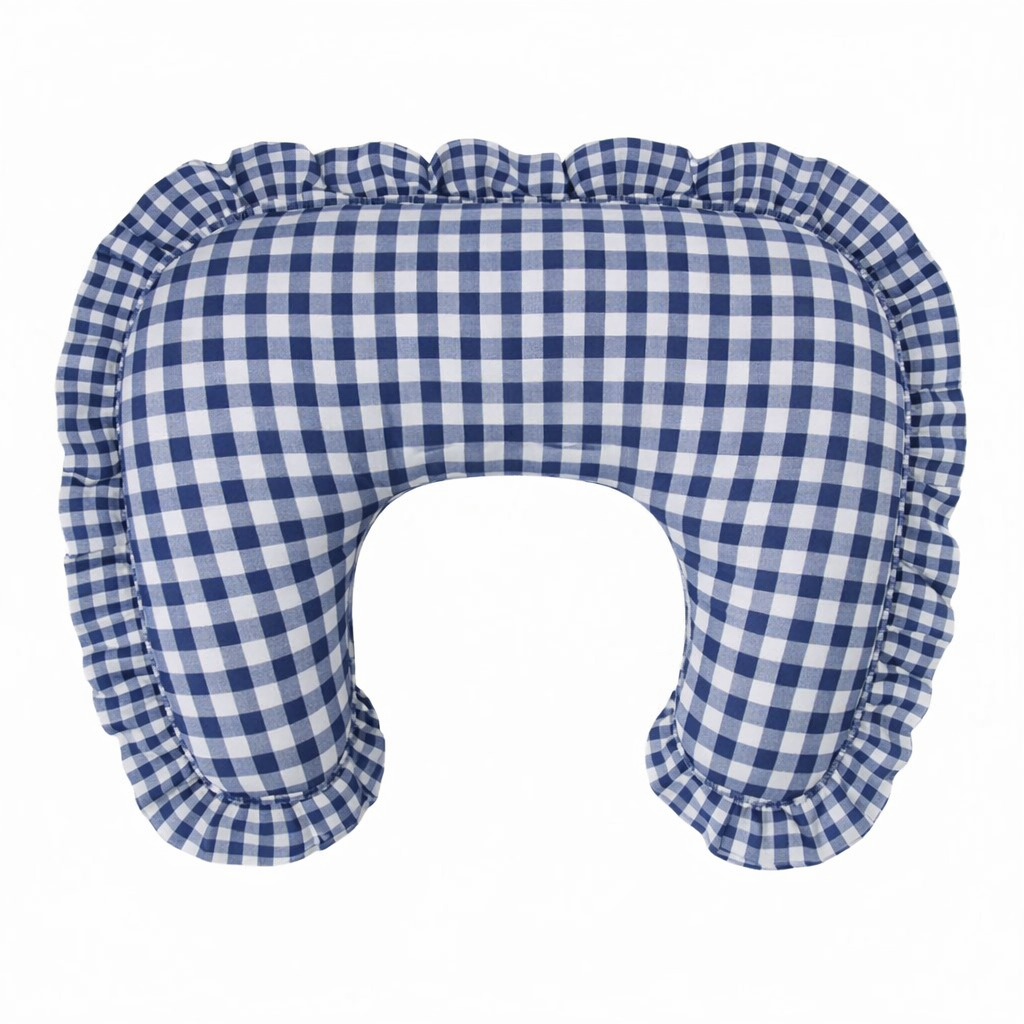 Blue Gingham Ruffle Nursing Pillow Cover