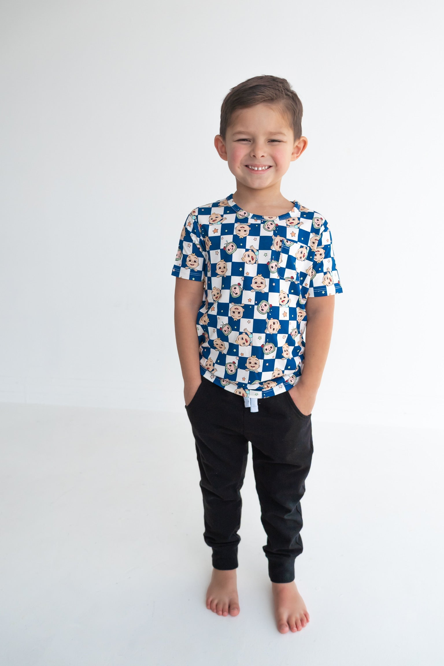 Dream Big Little Co X Cocomelon Jj Starry Night Checkers Dream Pocket Tee