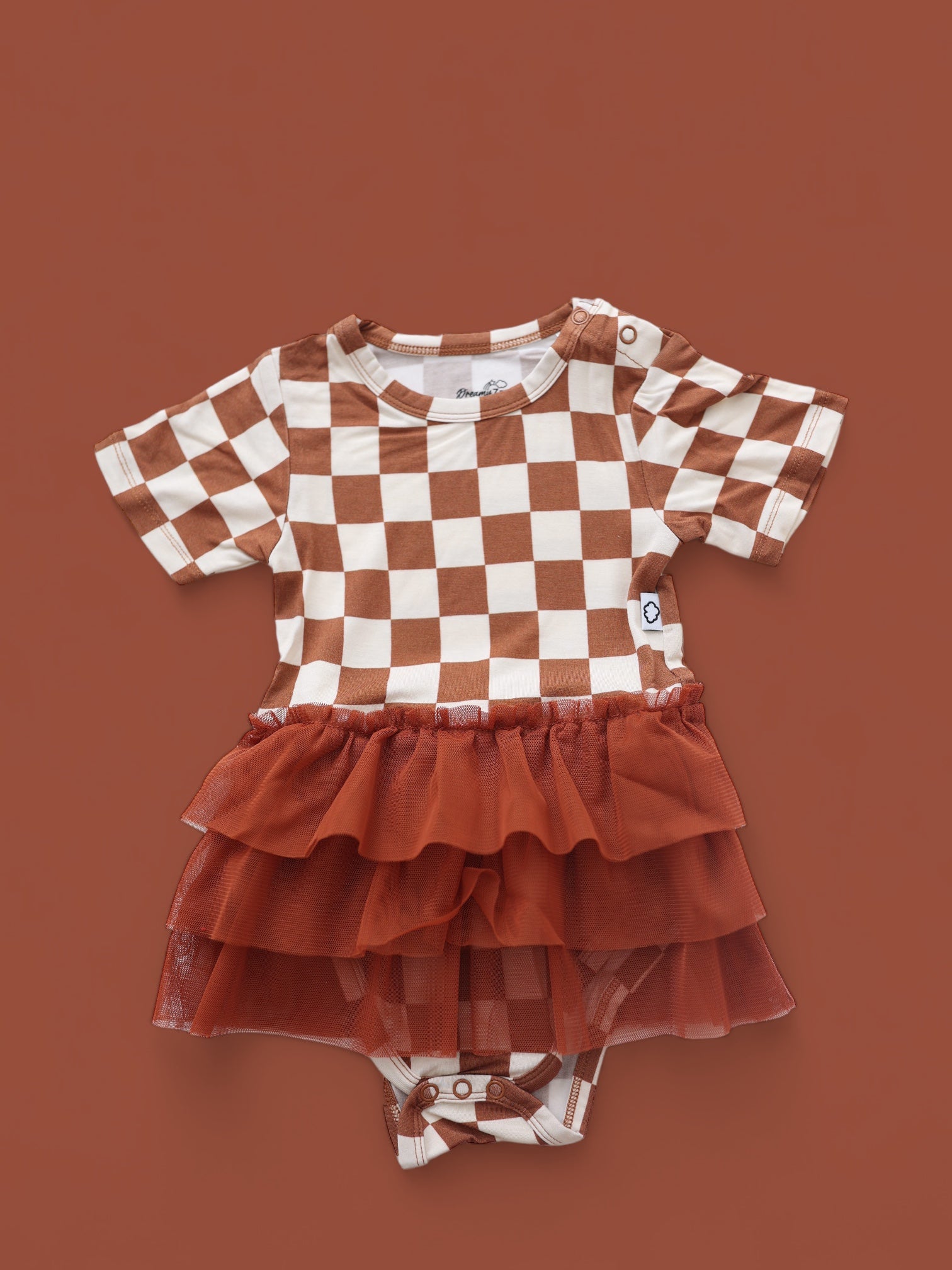 Copper Checkers Dream Tutu Bodysuit Dress
