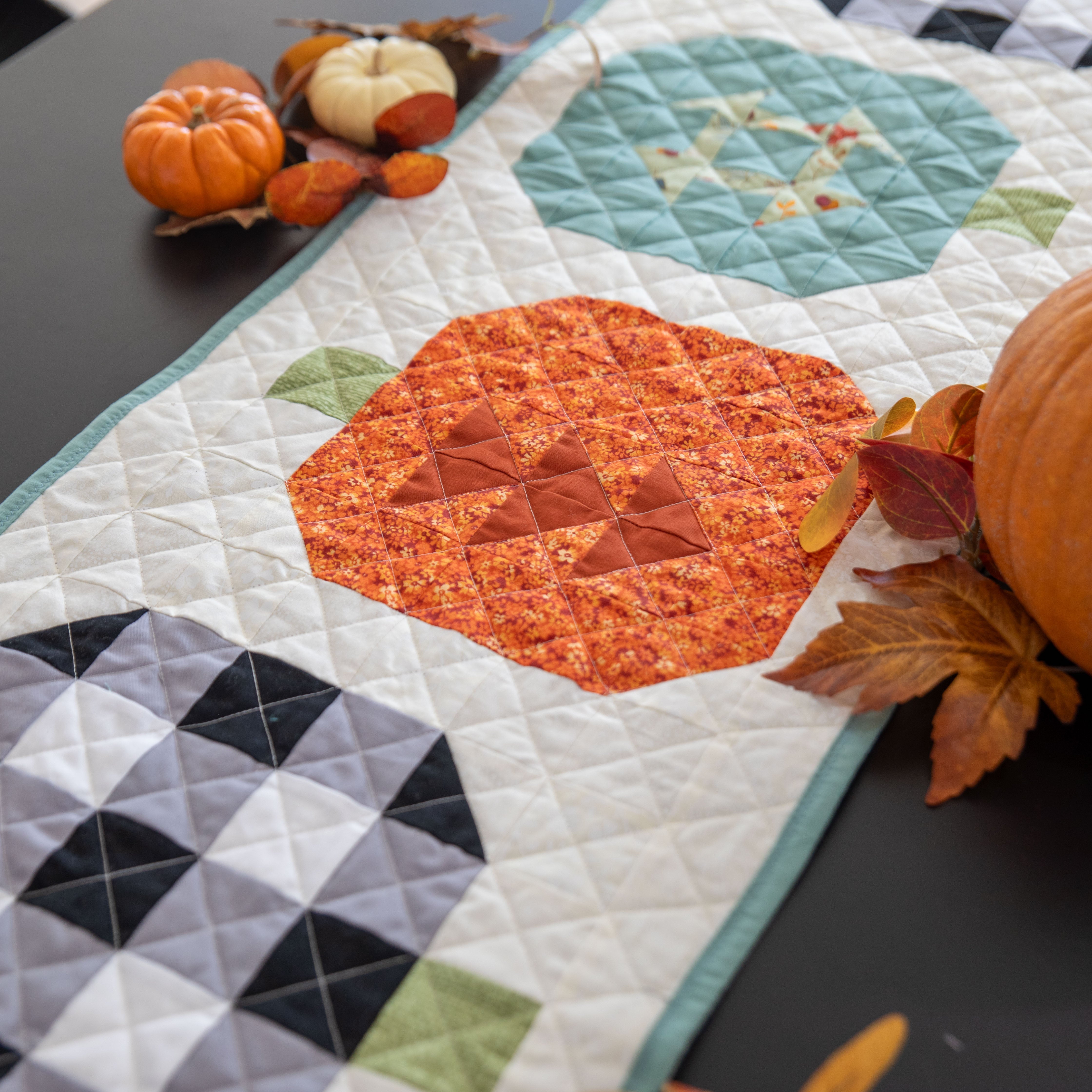 Pumpkin Patchwork Quilted Table Runner Precut Quilt Kit